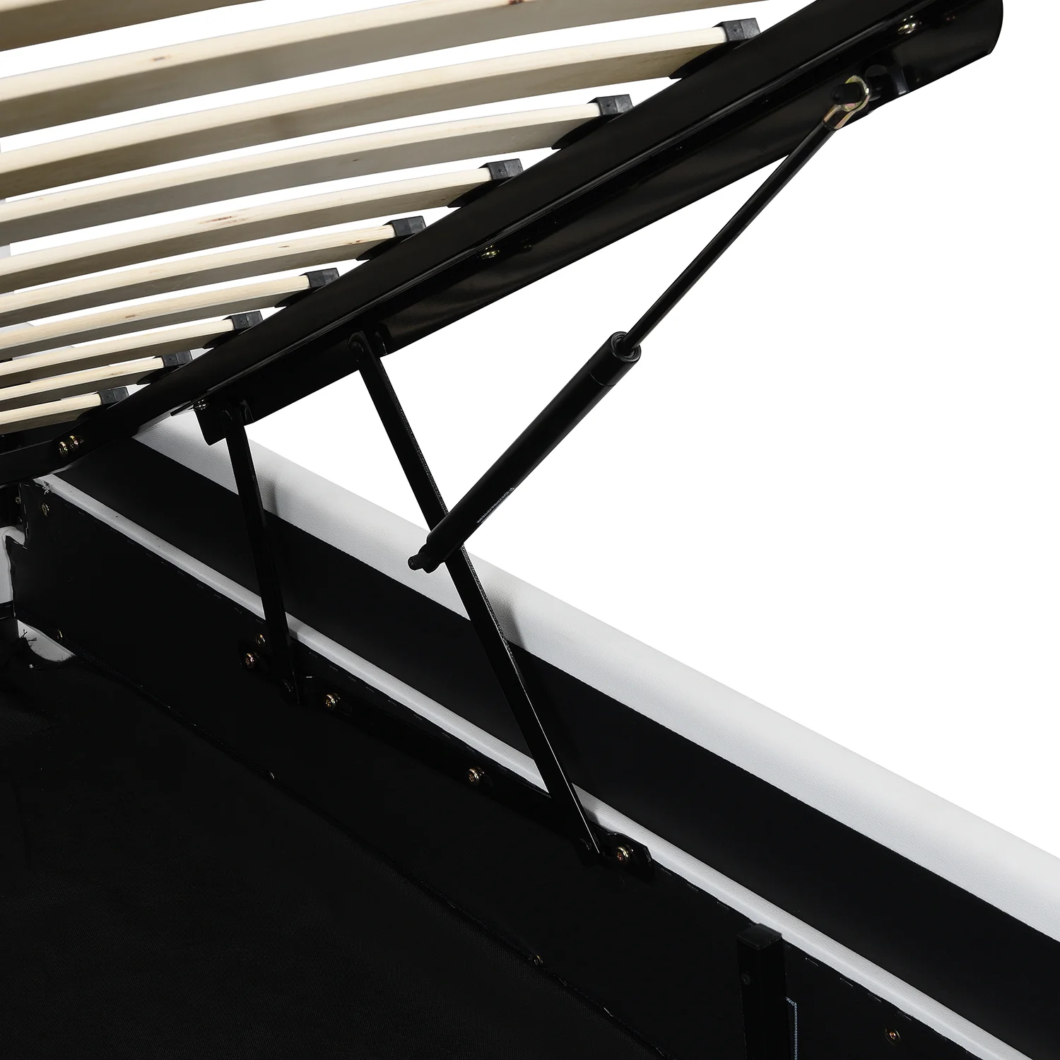 Buxton Faux Leather End Opening Ottoman Storage Bed Frame with Muti-colour LED Light Strip (White PU) - Image 10