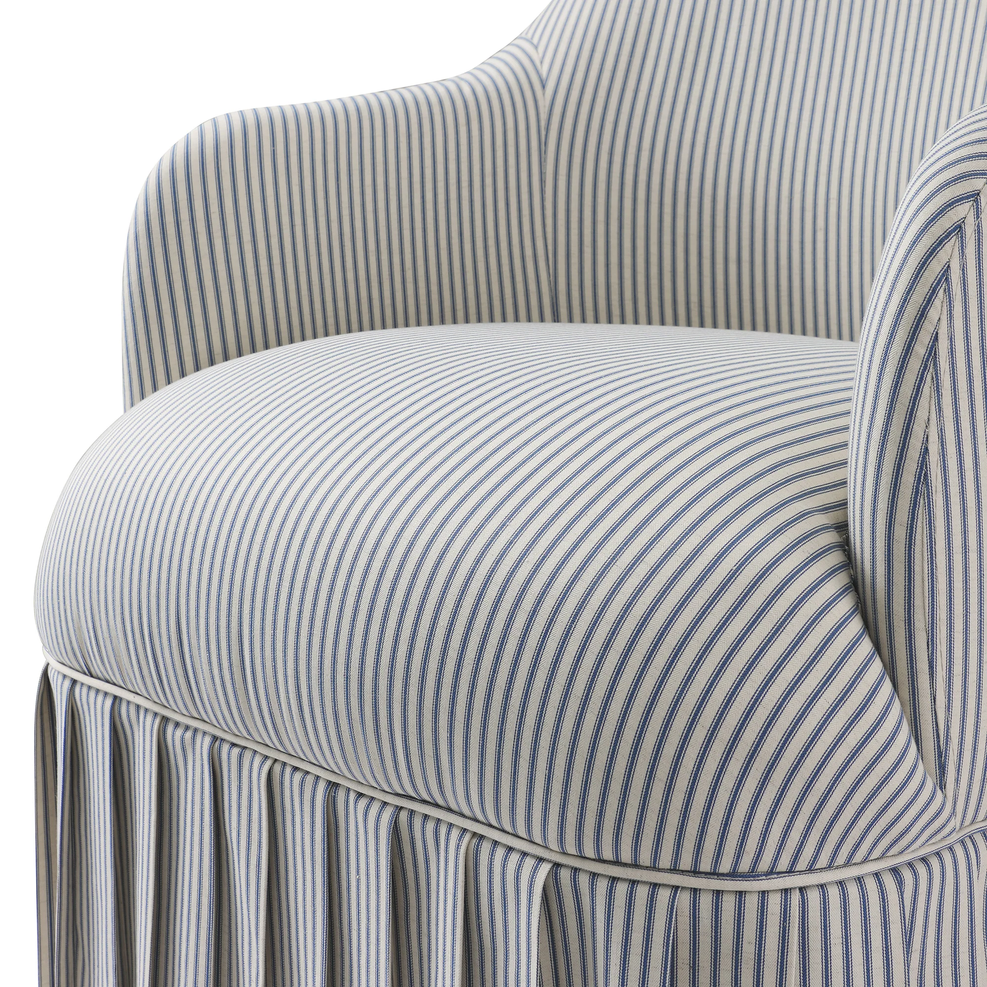 Calliope Skirted Armchair, Blue Striped - Image 11