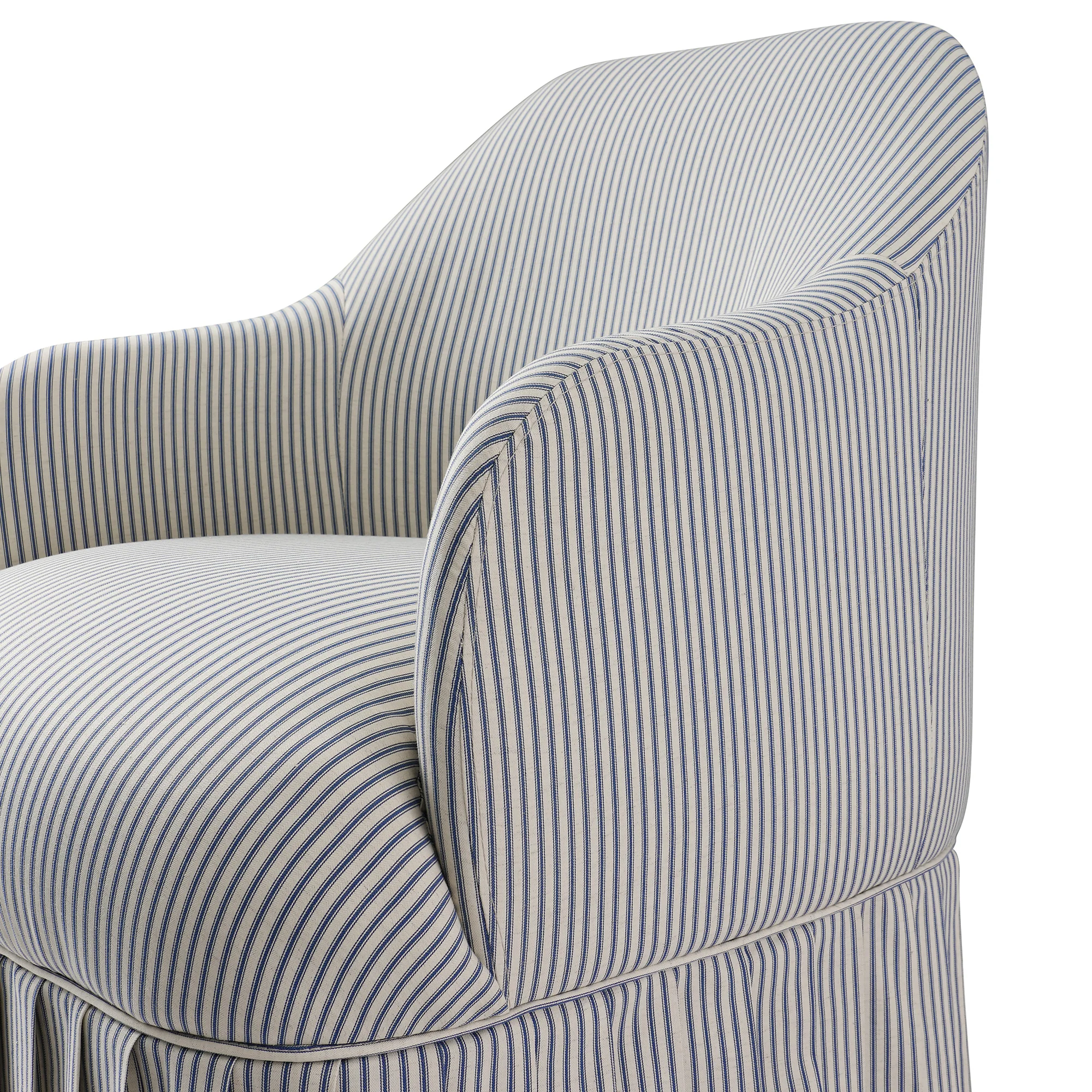 Calliope Skirted Armchair, Blue Striped - Image 12