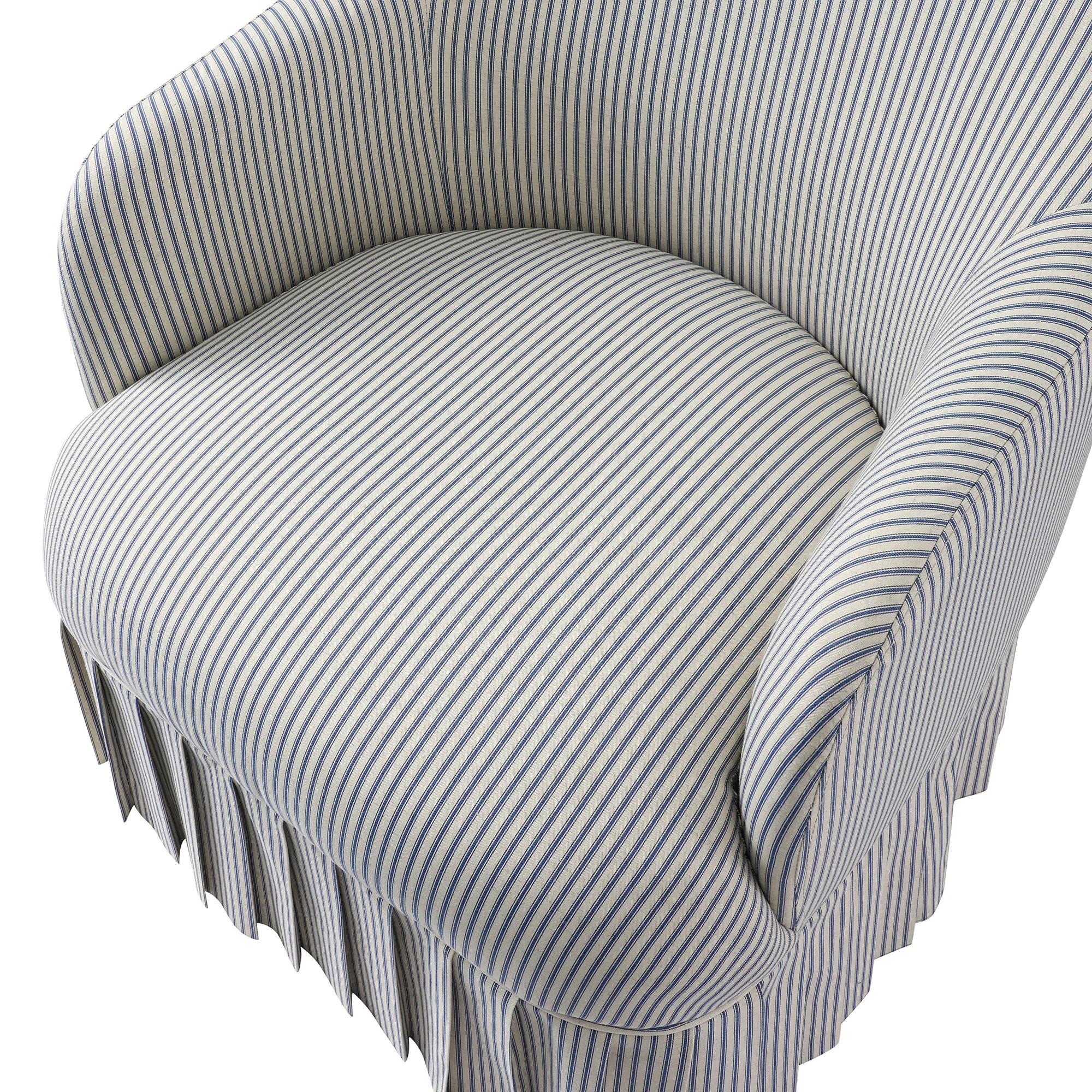 Calliope Skirted Armchair, Blue Striped - Image 13