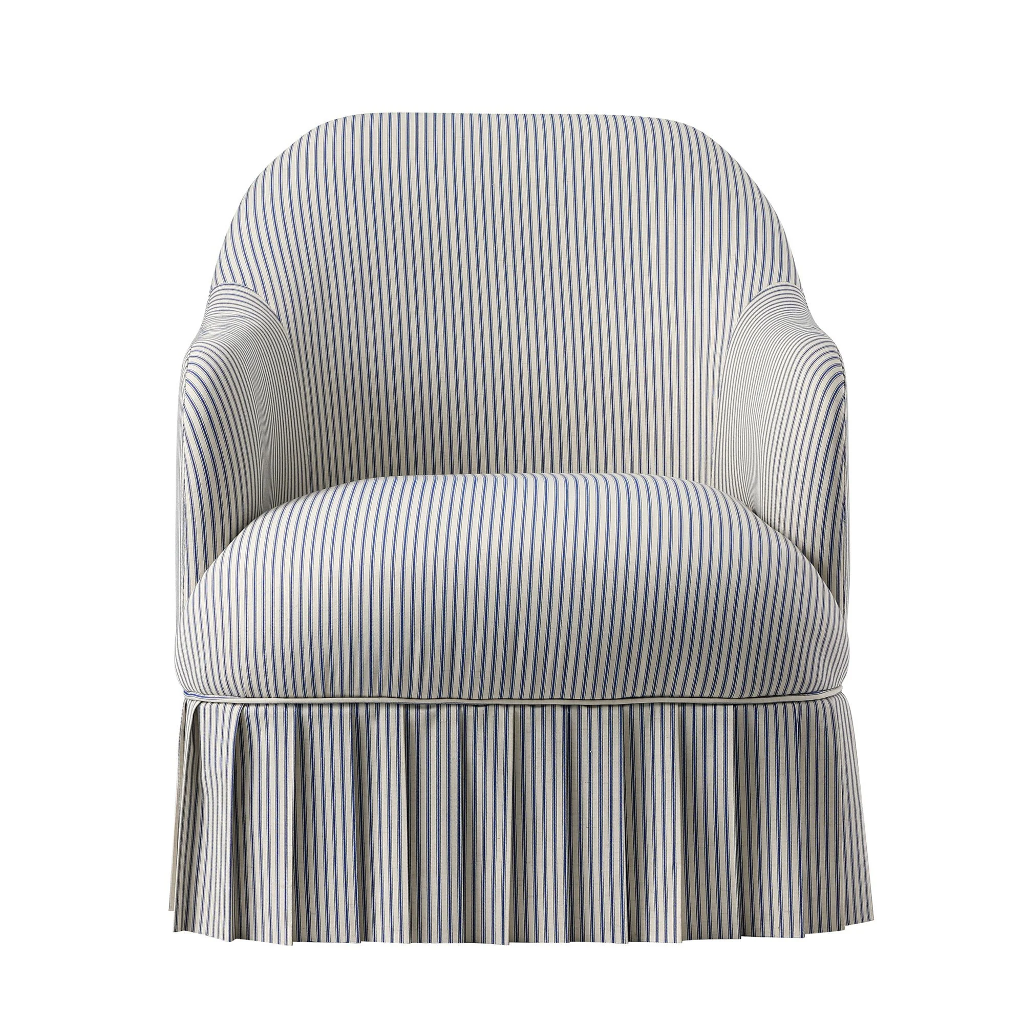 Calliope Skirted Armchair, Blue Striped - Image 6