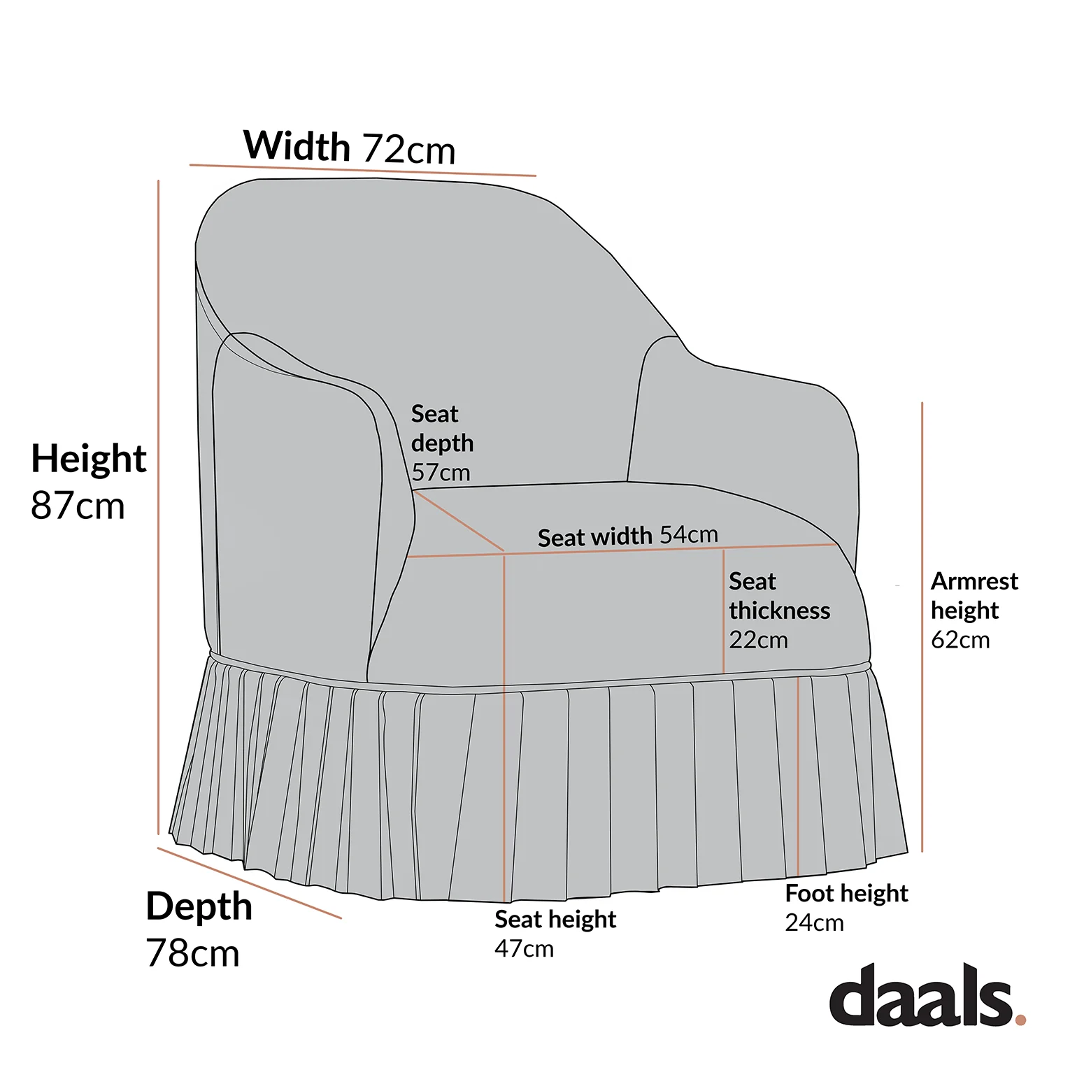 Calliope Skirted Armchair, Blue Striped - Image 8