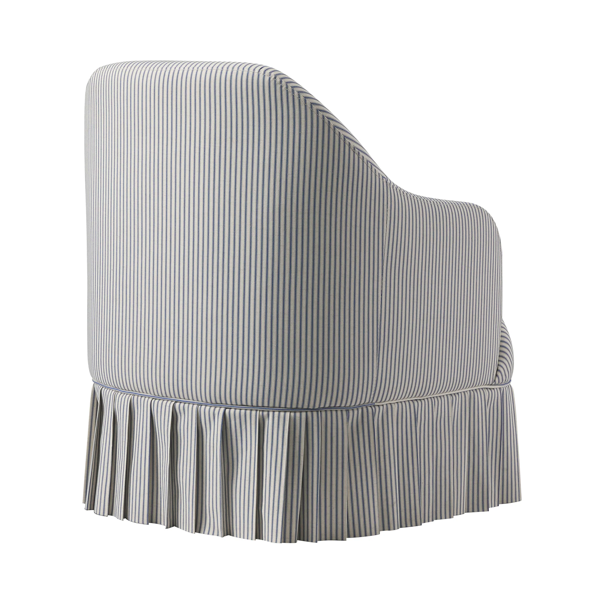 Calliope Skirted Armchair, Blue Striped - Image 9