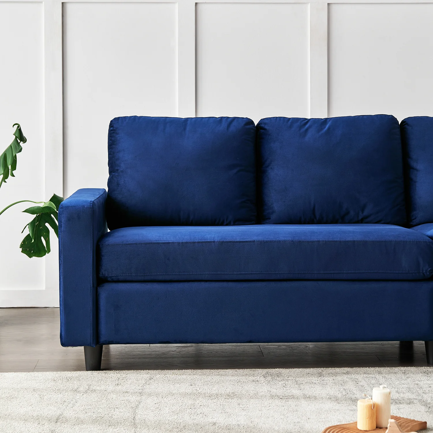 Campbell 3 Seater Sofa with Reversible Chaise in Blue Velvet - Image 5