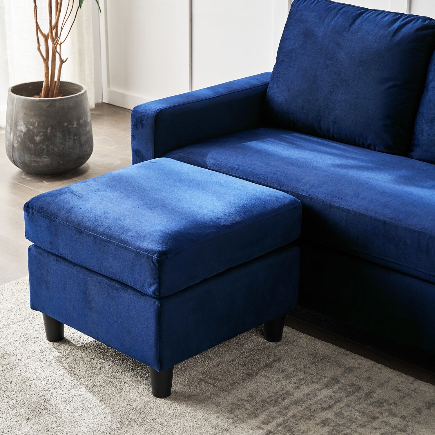 Campbell 3 Seater Sofa with Reversible Chaise in Blue Velvet - Image 6