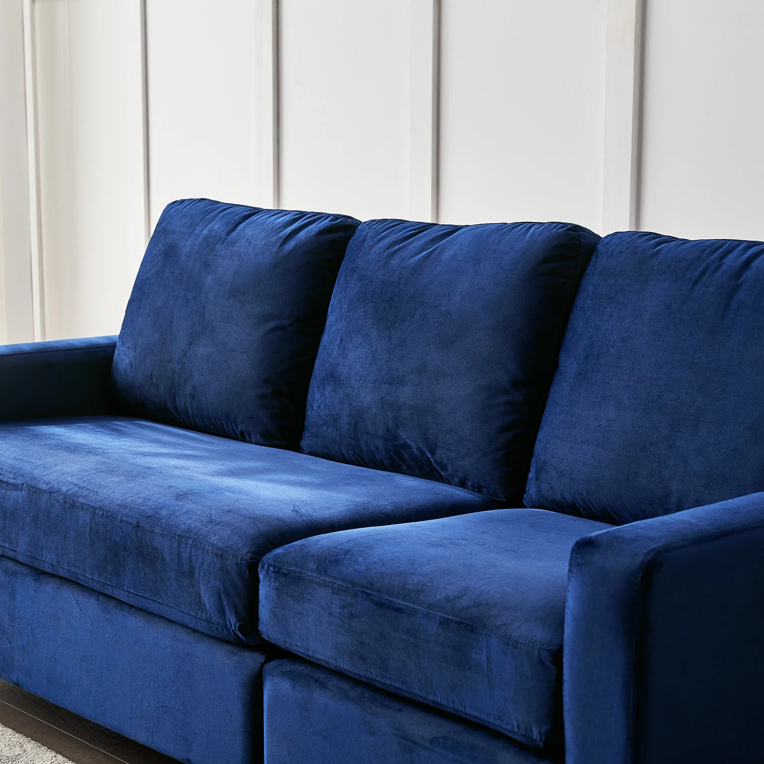 Campbell 3 Seater Sofa with Reversible Chaise in Blue Velvet - Image 7
