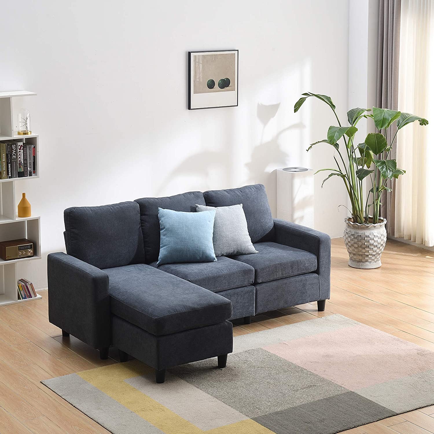 Campbell 3 Seater Sofa with Reversible Chaise in Dark Grey - Image 3