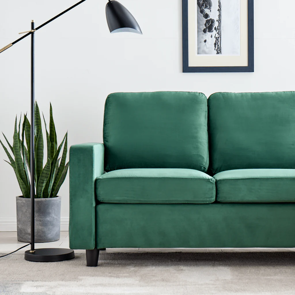 Campbell 3 Seater Sofa with Reversible Chaise in Green Velvet - Image 5