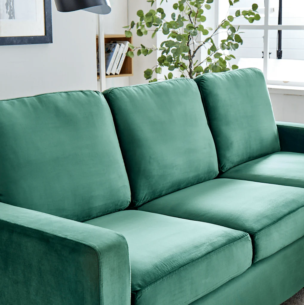 Campbell 3 Seater Sofa with Reversible Chaise in Green Velvet - Image 6