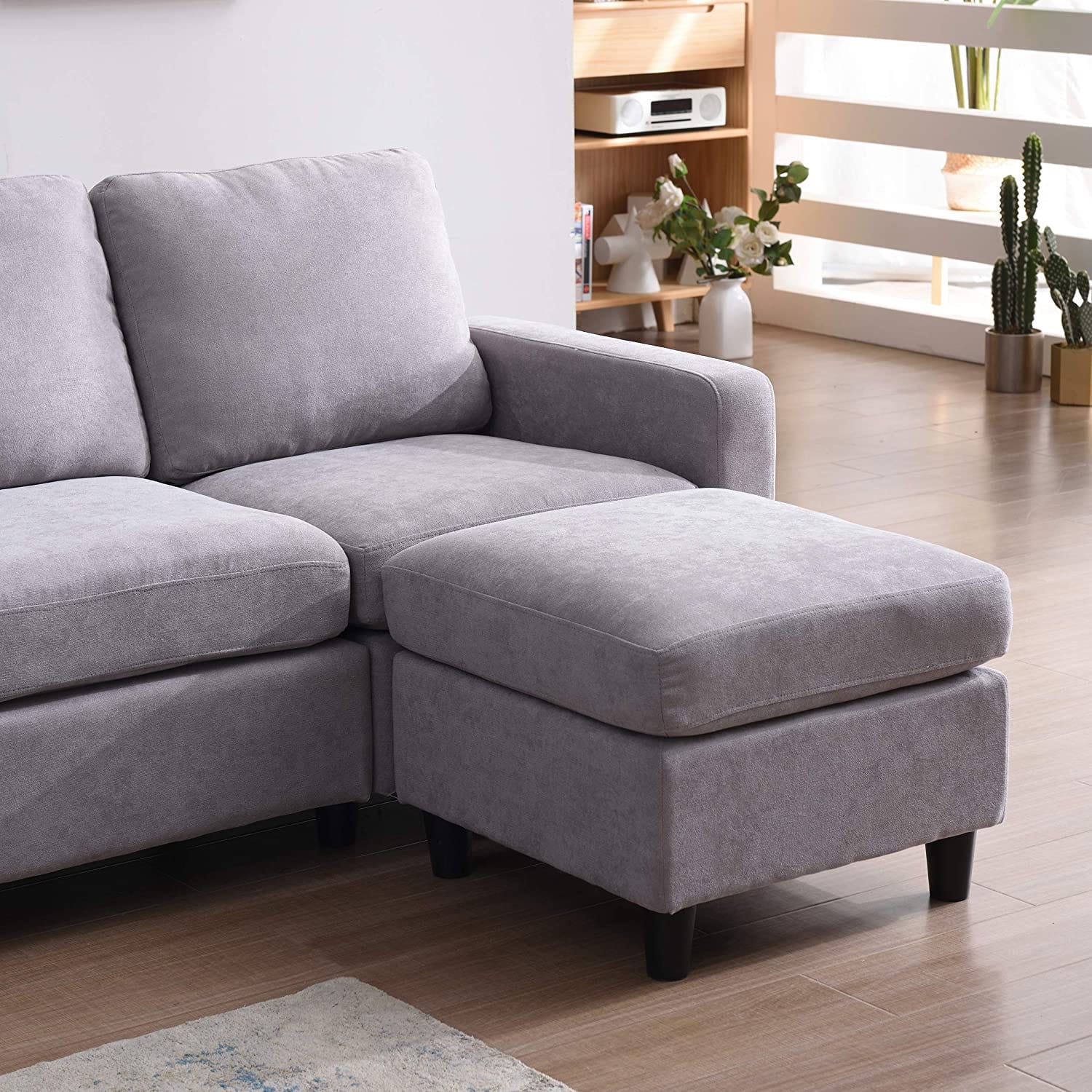 Campbell 3 Seater Sofa with Reversible Chaise in Light Grey - Image 7