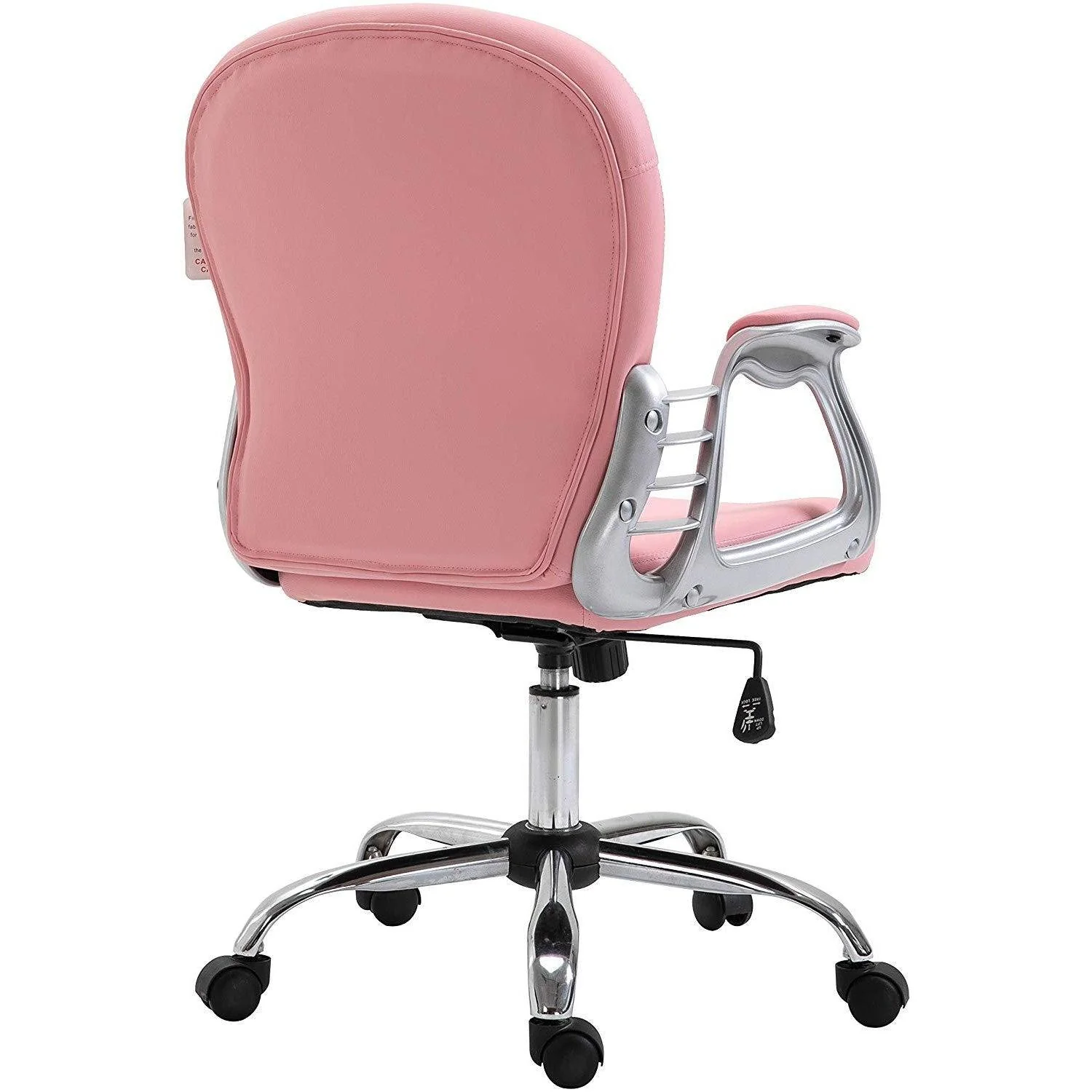 Pink Faux Leather Chesterfield Swivel Chair - Image 5