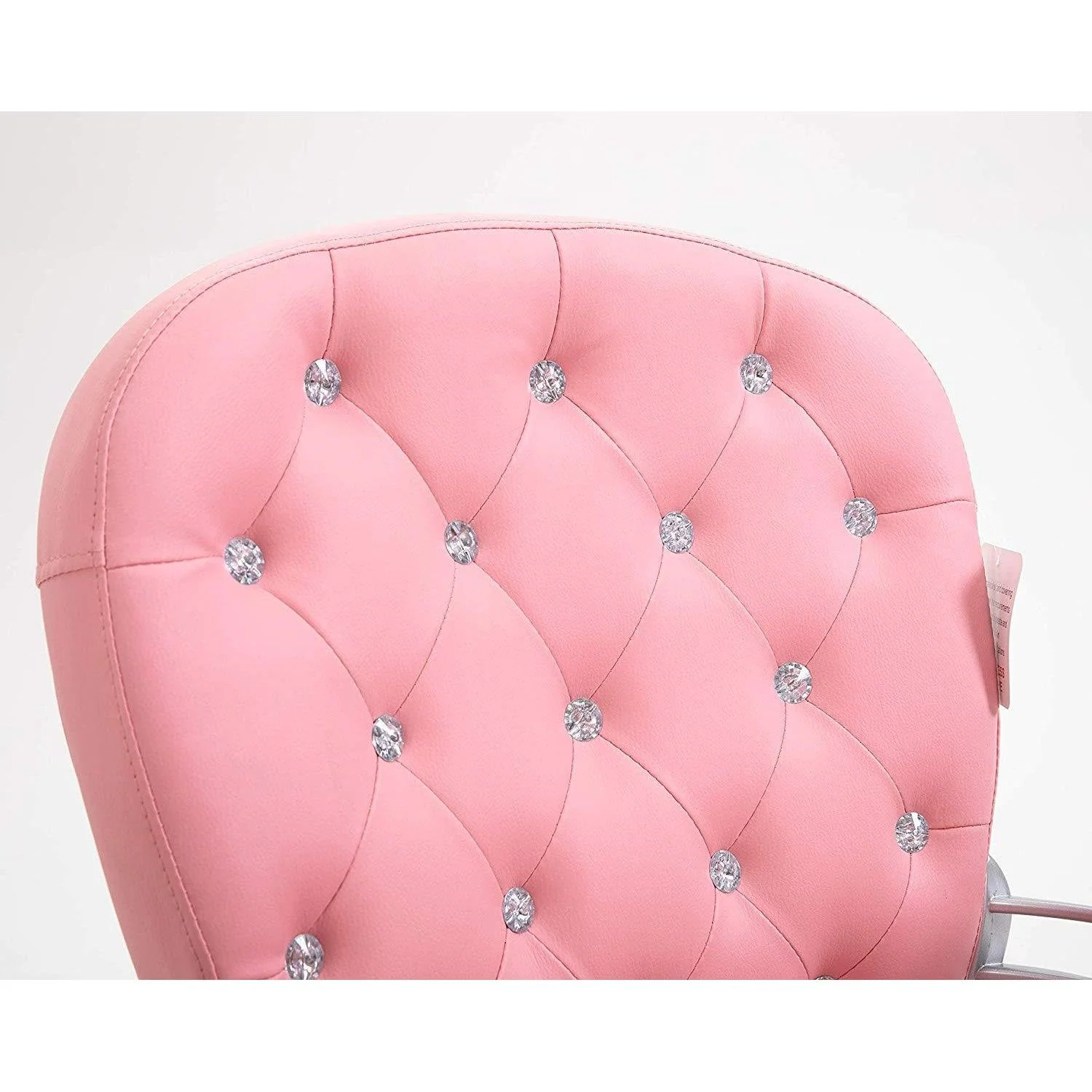 Pink Faux Leather Chesterfield Swivel Chair - Image 8