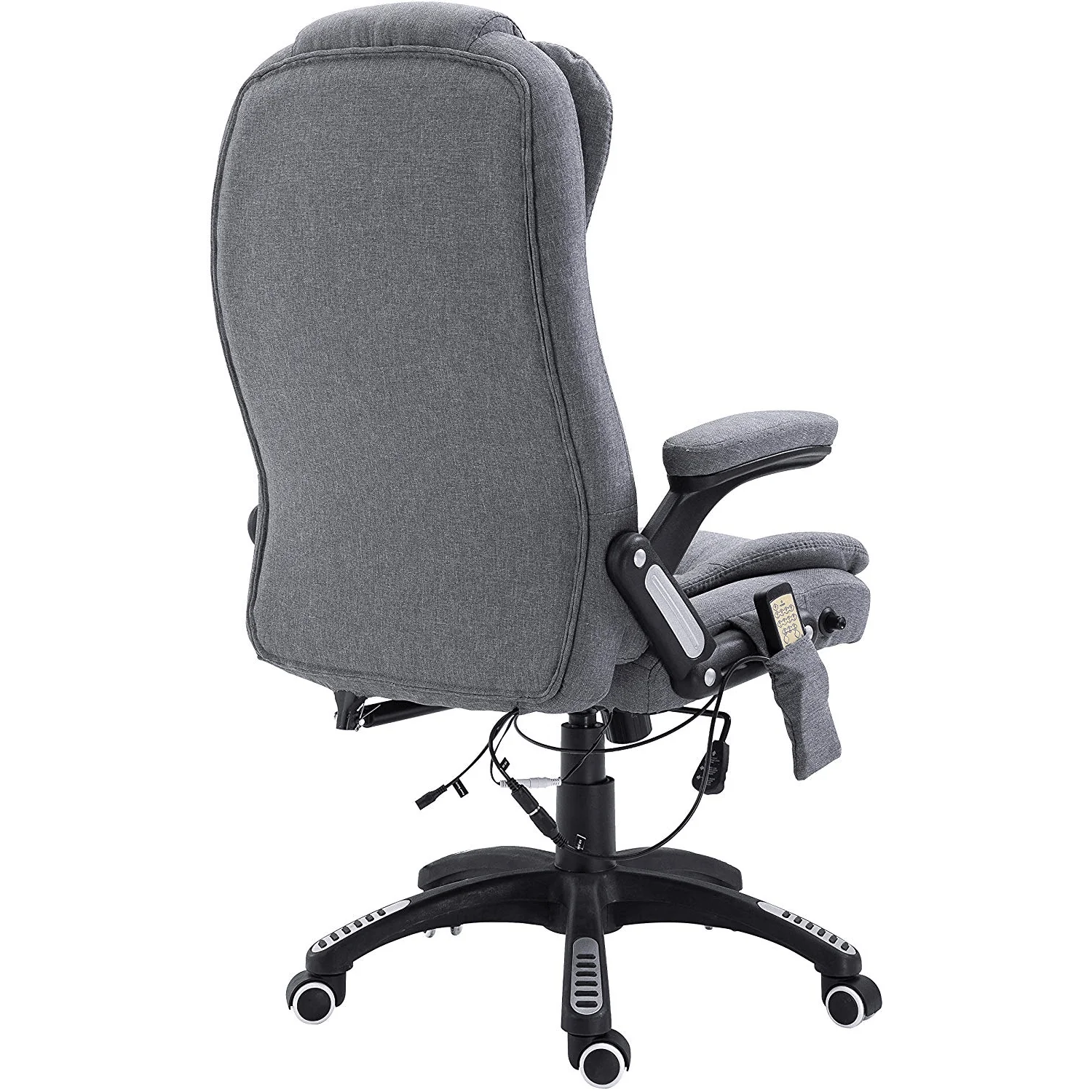 Executive Recline Padded Swivel Office Chair with Vibrating Massage Function, MM17 Grey Fabric - Image 5