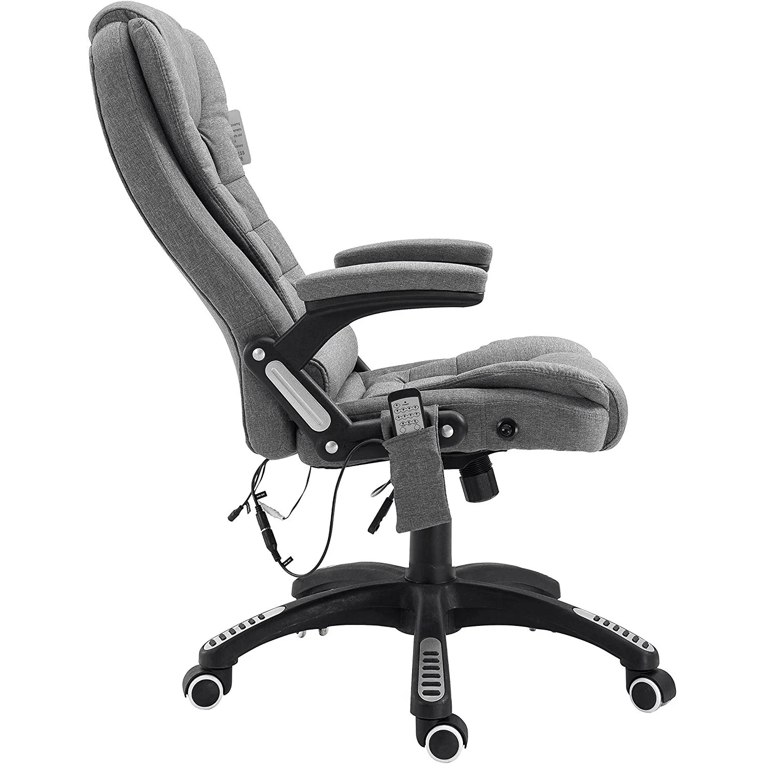 Executive Recline Padded Swivel Office Chair with Vibrating Massage Function, MM17 Grey Fabric - Image 6