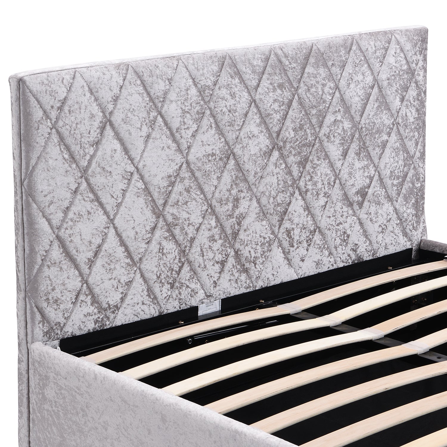 Hayden Crushed Velvet Side Lift Storage Ottoman Upholstered Bed Frame Silver - Image 8