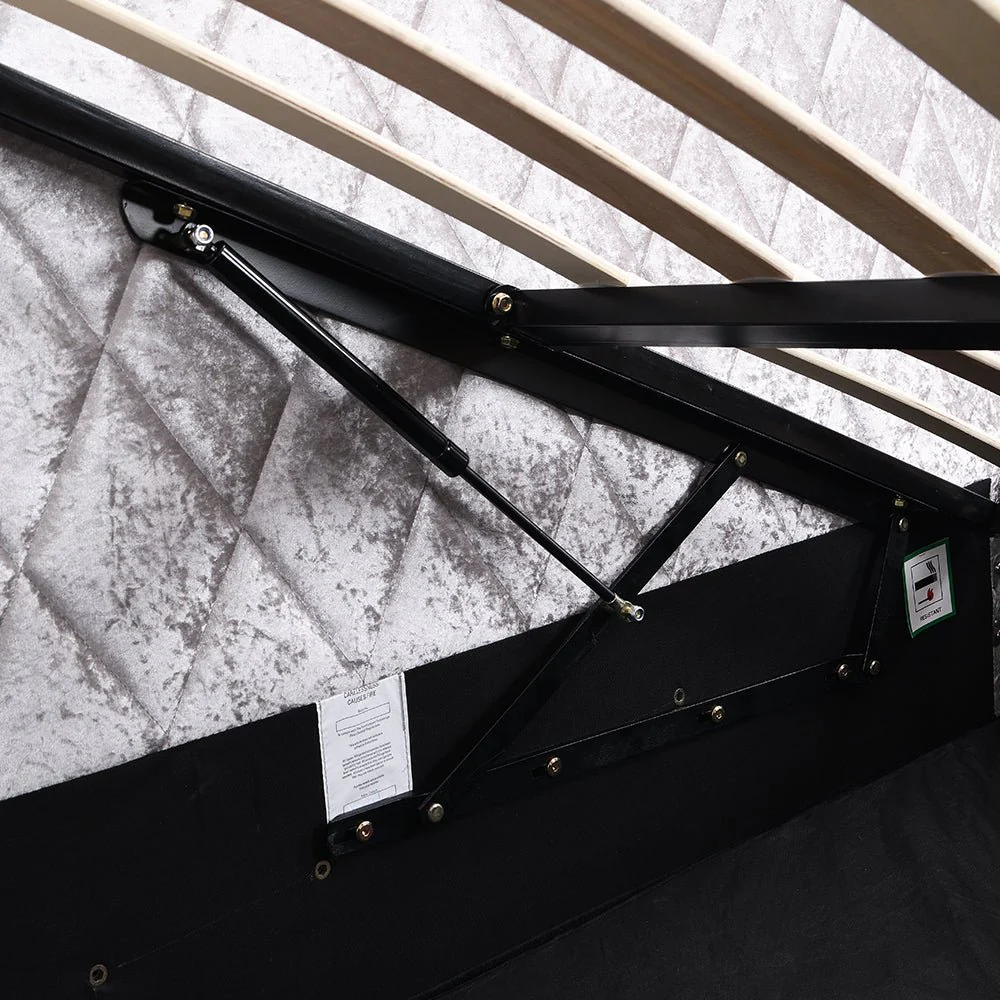 Hayden Crushed Velvet Side Lift Storage Ottoman Upholstered Bed Frame Silver - Image 9