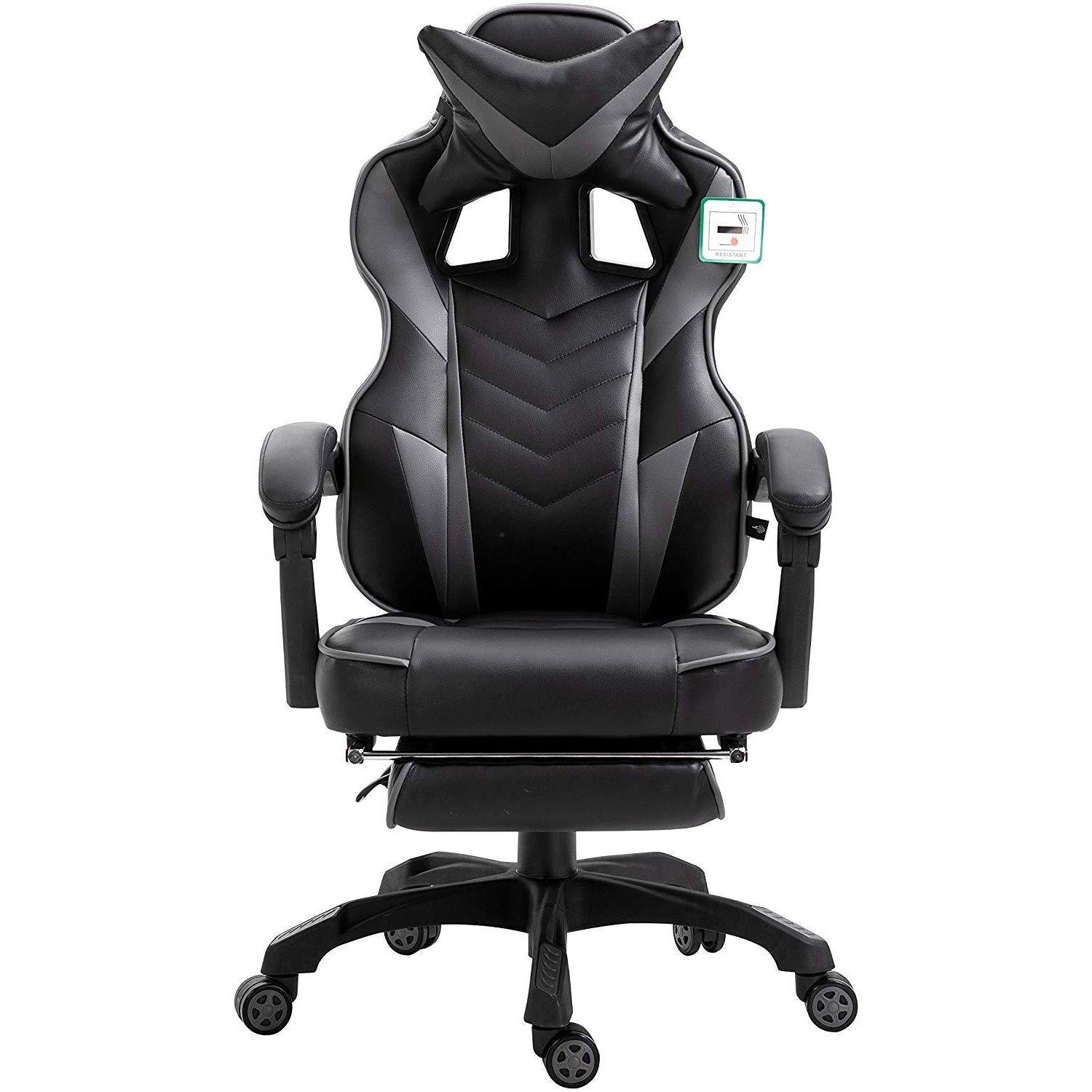 Cherry Tree Furniture High Back Recliner Gaming Chair with Cushion & Retractable Footrest Black & Grey - Image 4