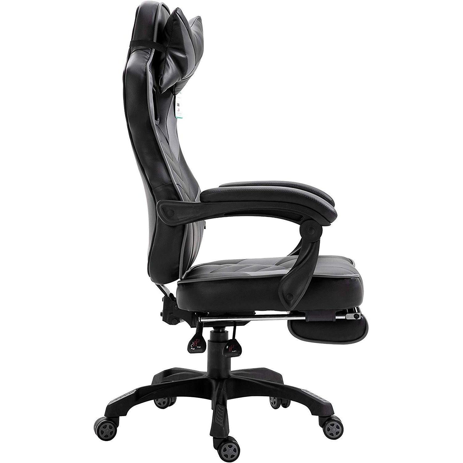 Cherry Tree Furniture High Back Recliner Gaming Chair with Cushion & Retractable Footrest Black & Grey - Image 5