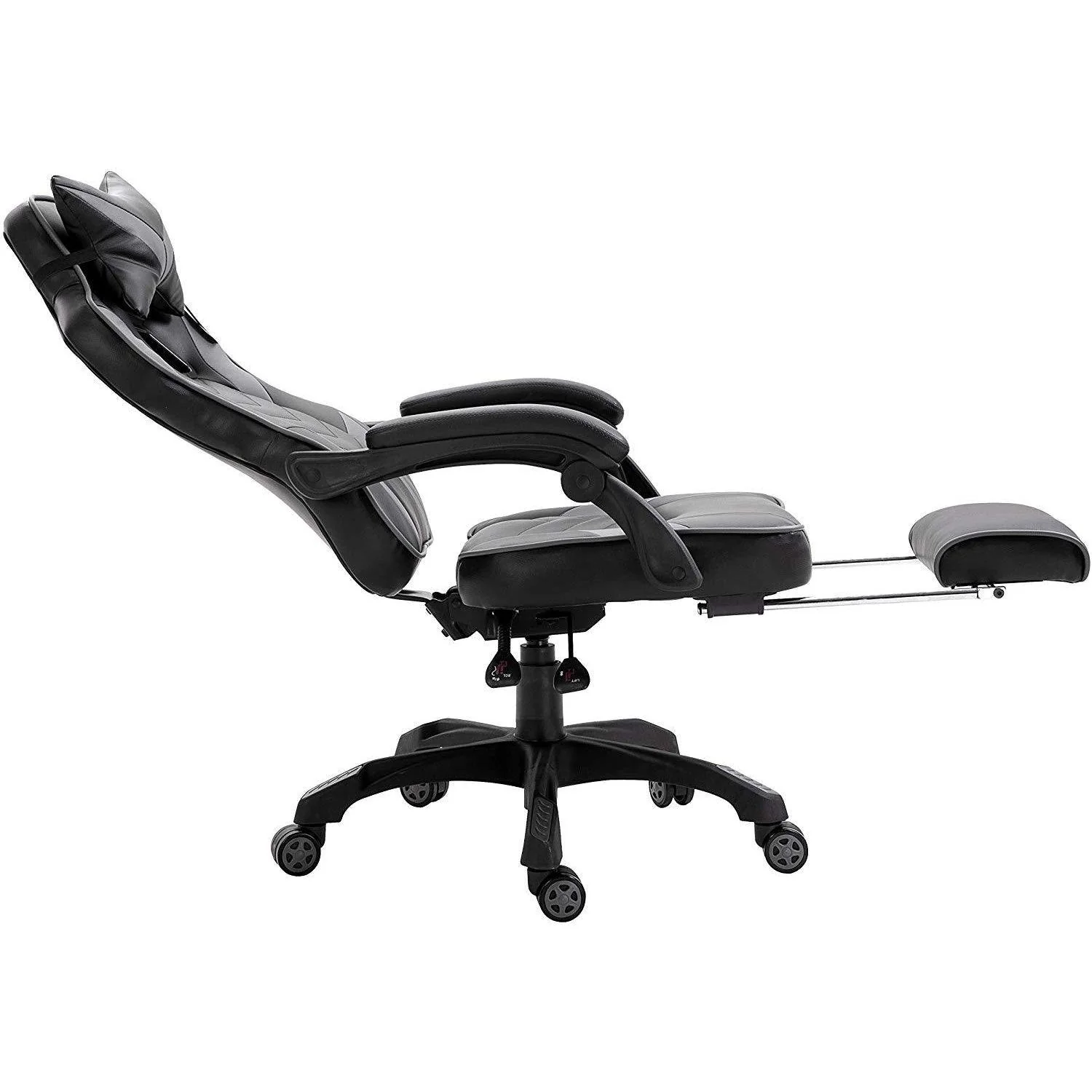Cherry Tree Furniture High Back Recliner Gaming Chair with Cushion & Retractable Footrest Black & Grey - Image 6