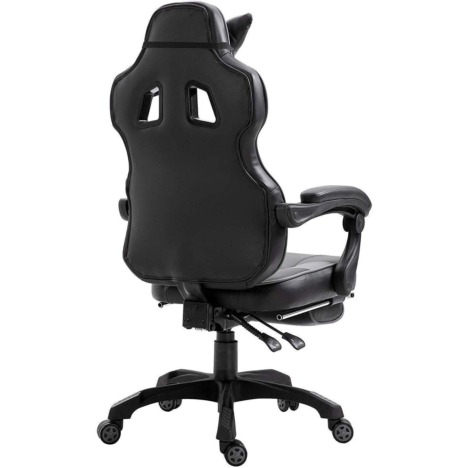 Cherry Tree Furniture High Back Recliner Gaming Chair with Cushion & Retractable Footrest Black & Grey - Image 7
