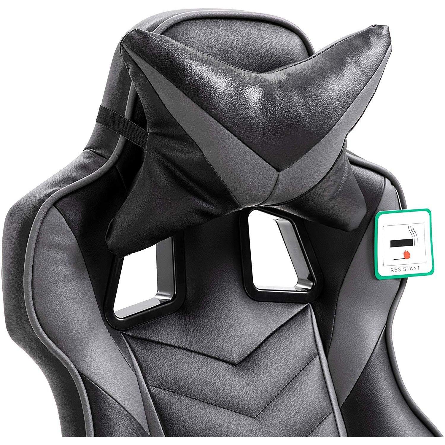 Cherry Tree Furniture High Back Recliner Gaming Chair with Cushion & Retractable Footrest Black & Grey - Image 8