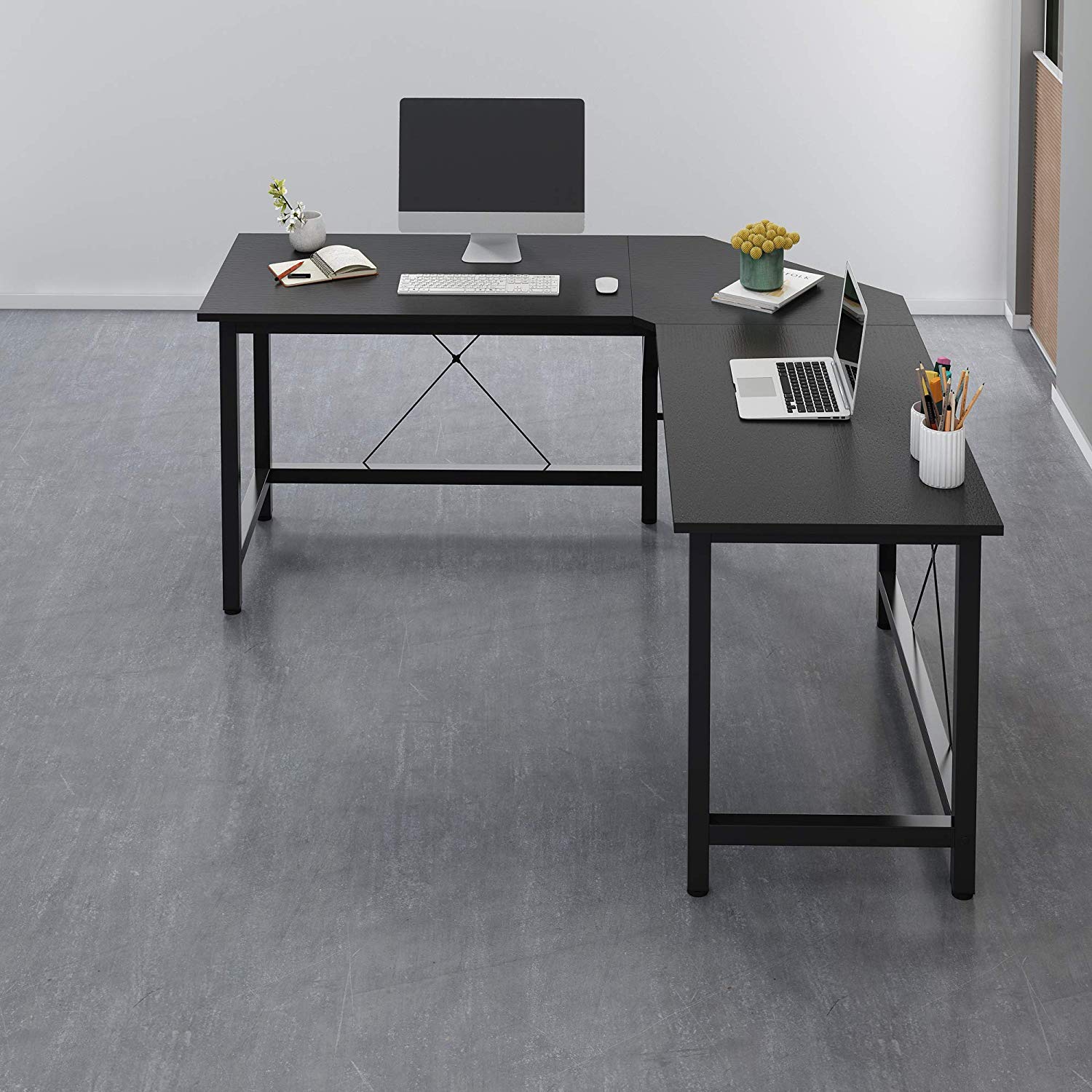 Munich L-Shaped Corner Desk in Black - Image 3