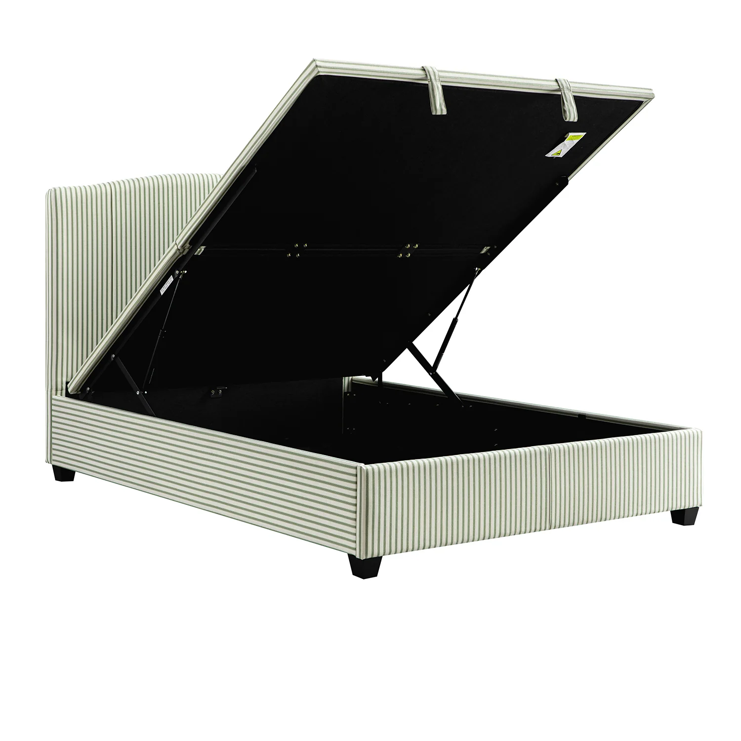Chilworth Upholstered Ottoman Storage Bed, Green Stripe Linen Blend - Image 9