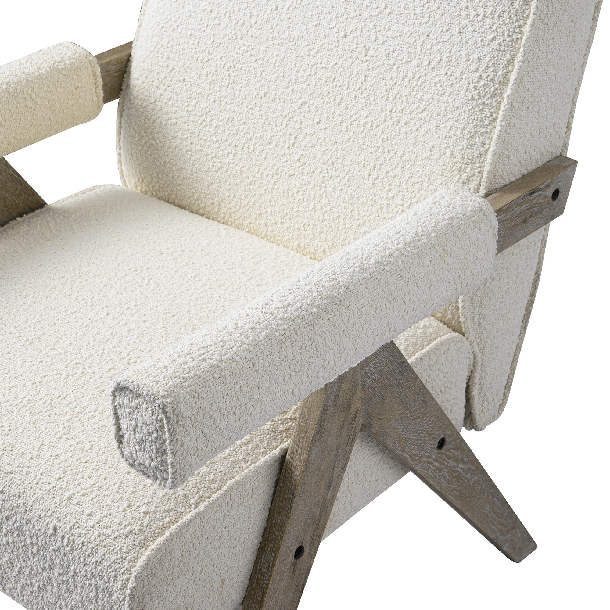 Chinnor Beige Boucle Weathered Oak Frame Accent Chair - Image 13