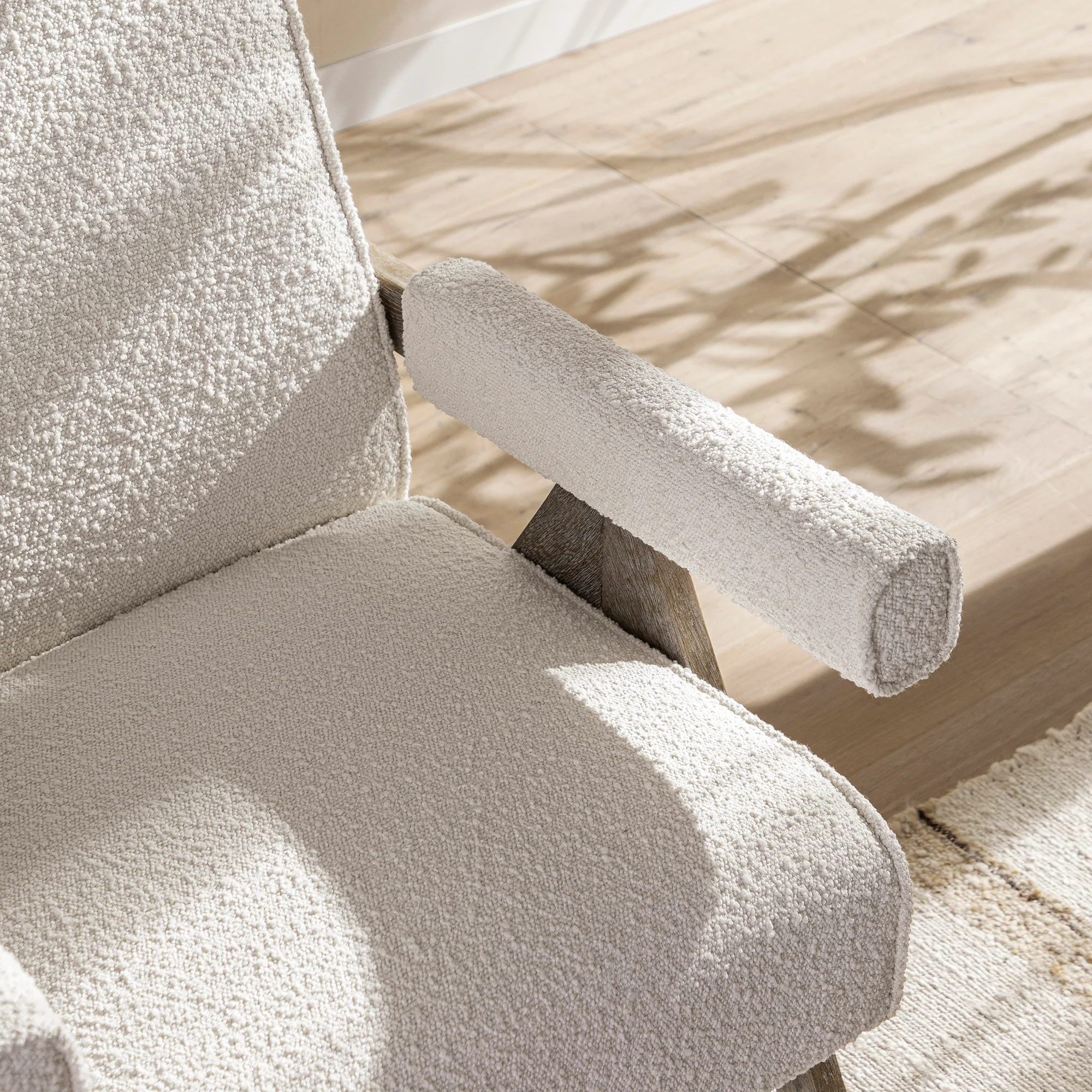 Chinnor Beige Boucle Weathered Oak Frame Accent Chair - Image 5