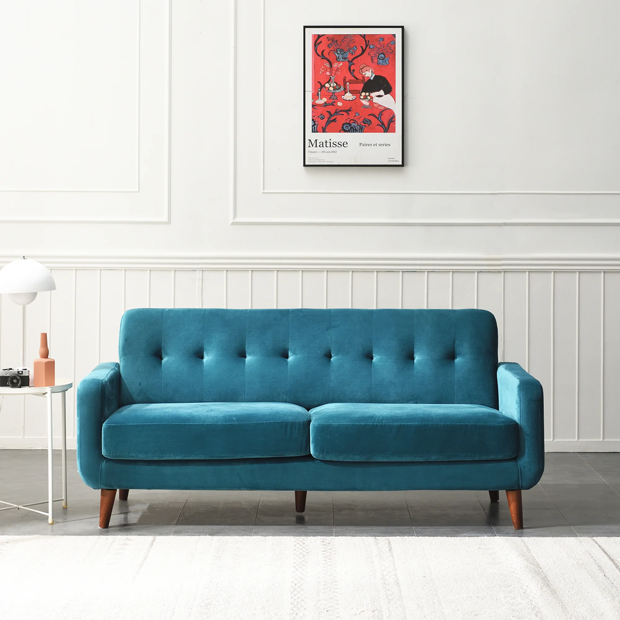 Clarence Sofa Range in Teal Blue Velvet - Image 4