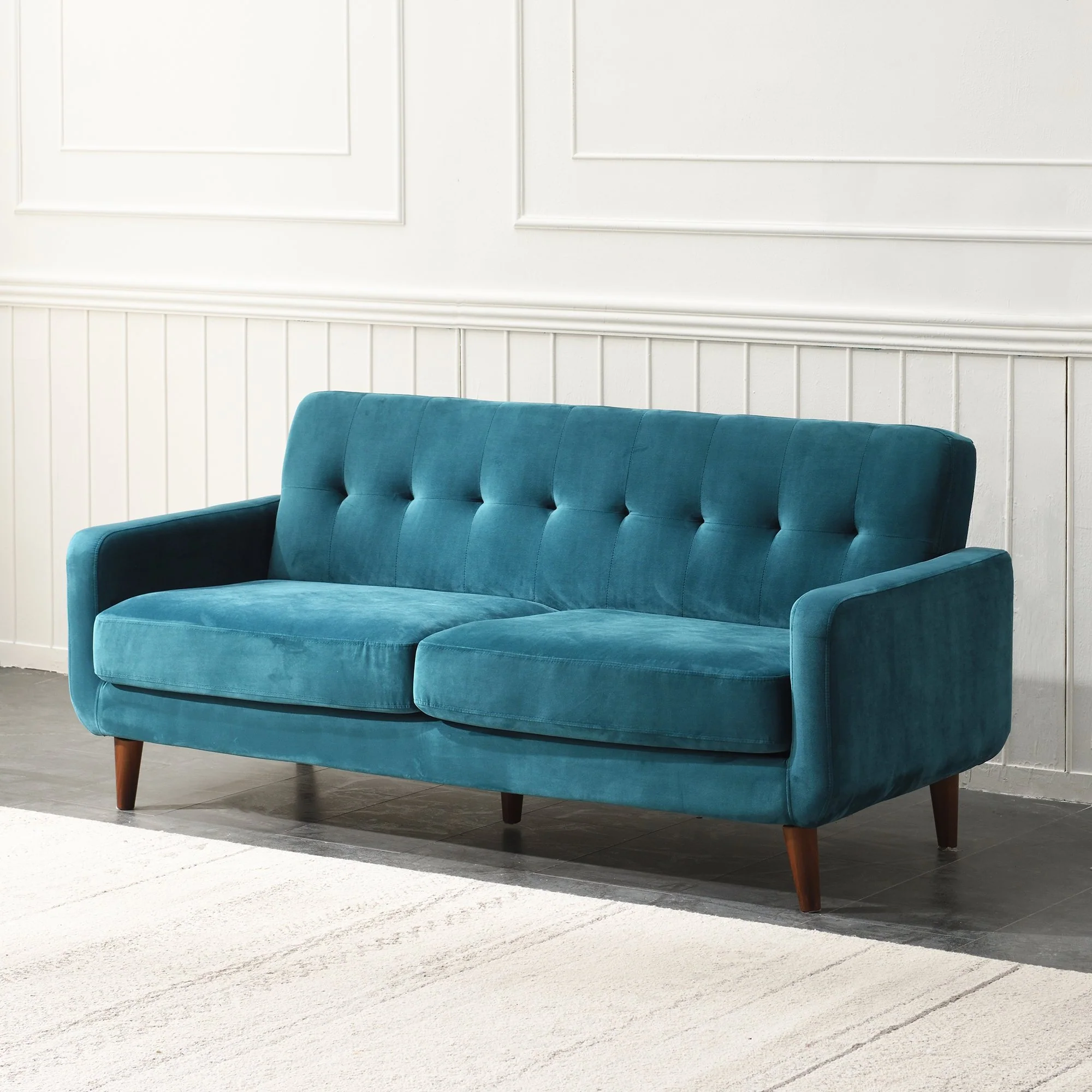 Clarence Sofa Range in Teal Blue Velvet - Image 5