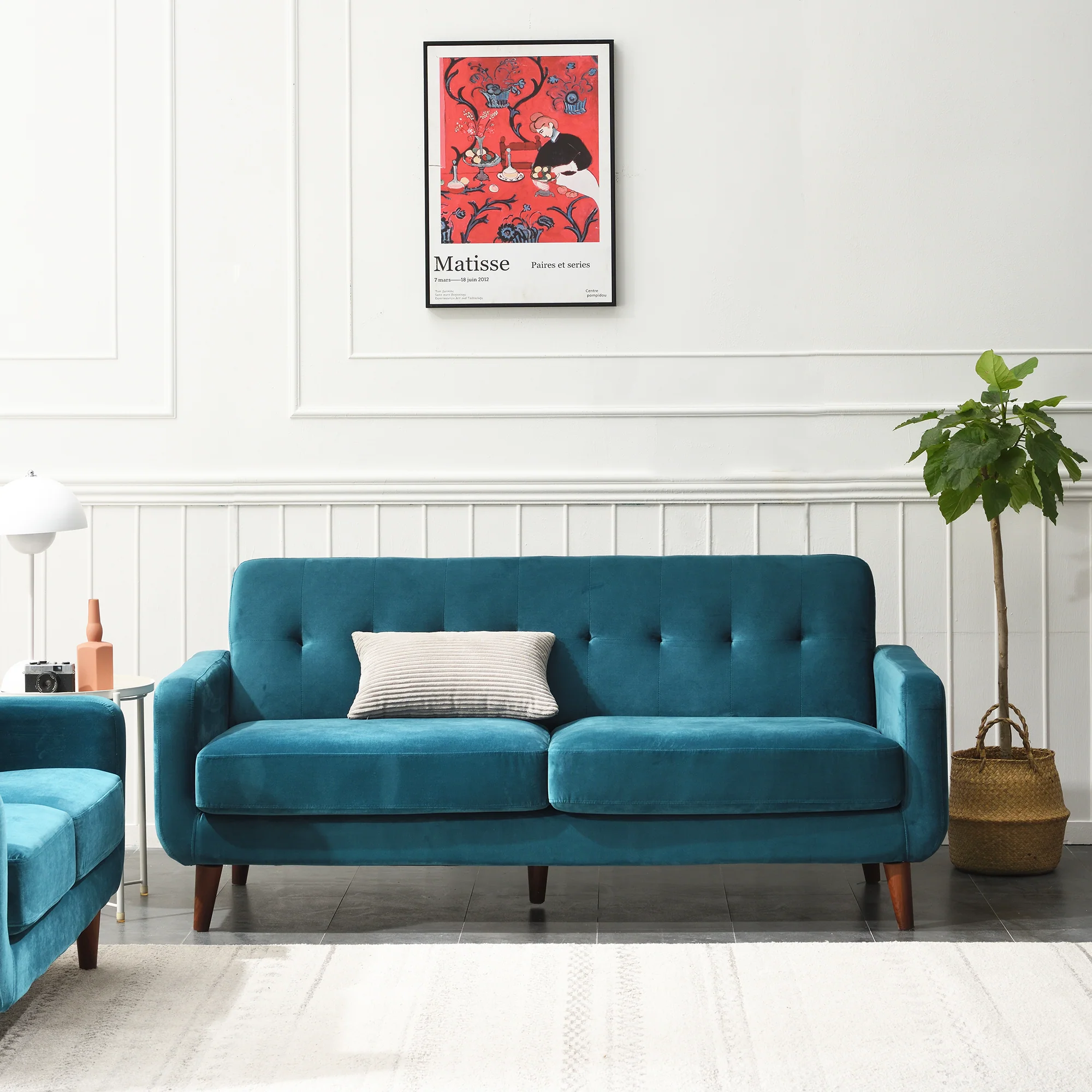 Clarence Sofa Range in Teal Blue Velvet - Image 6