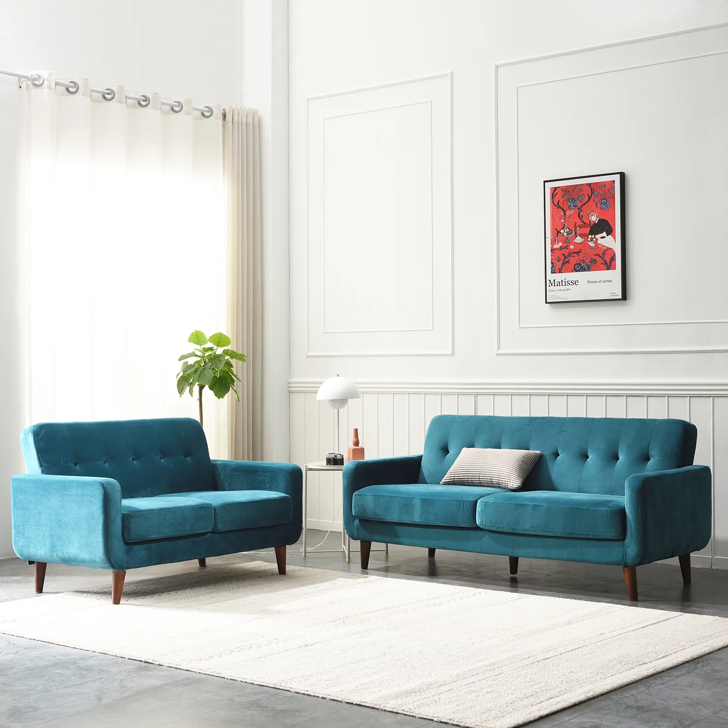 Clarence Sofa Range in Teal Blue Velvet - Image 9