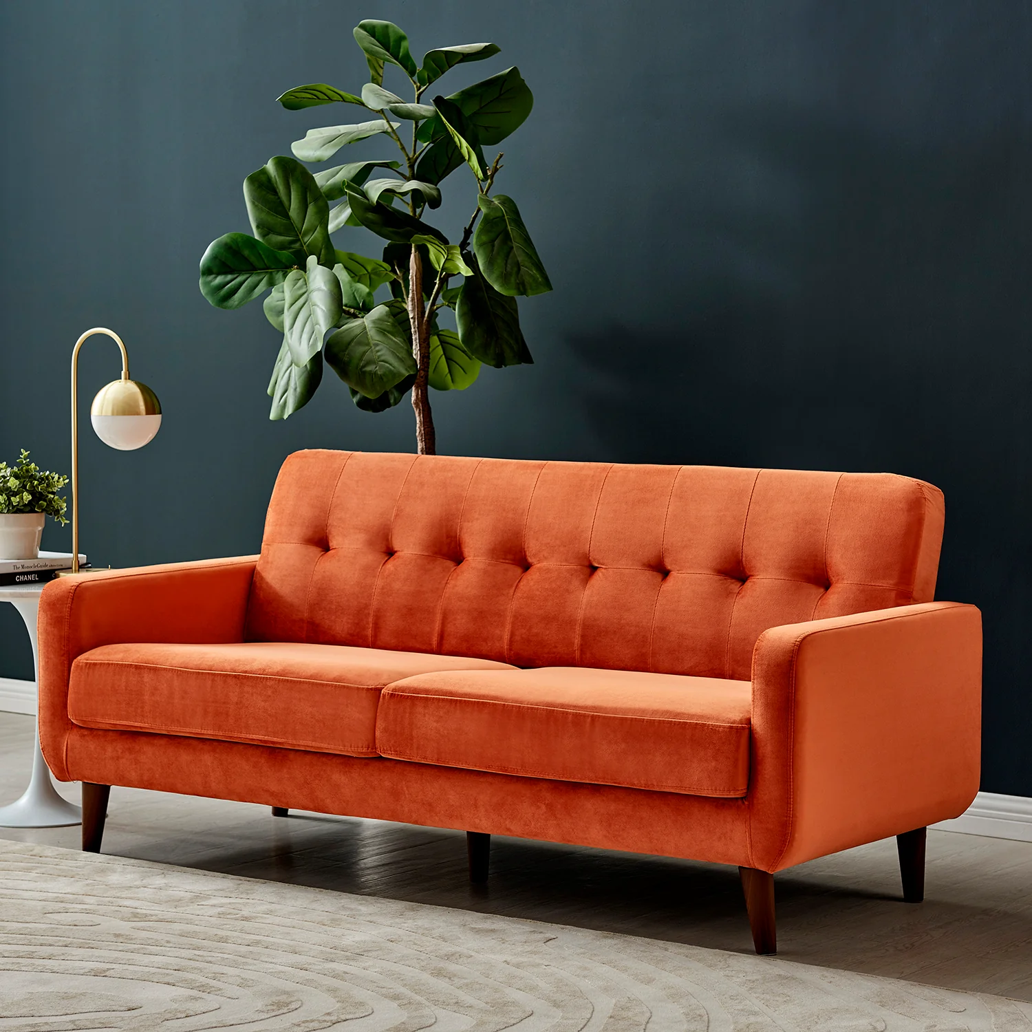 Clarence Sofa Range in Burnt Orange Velvet - Image 4