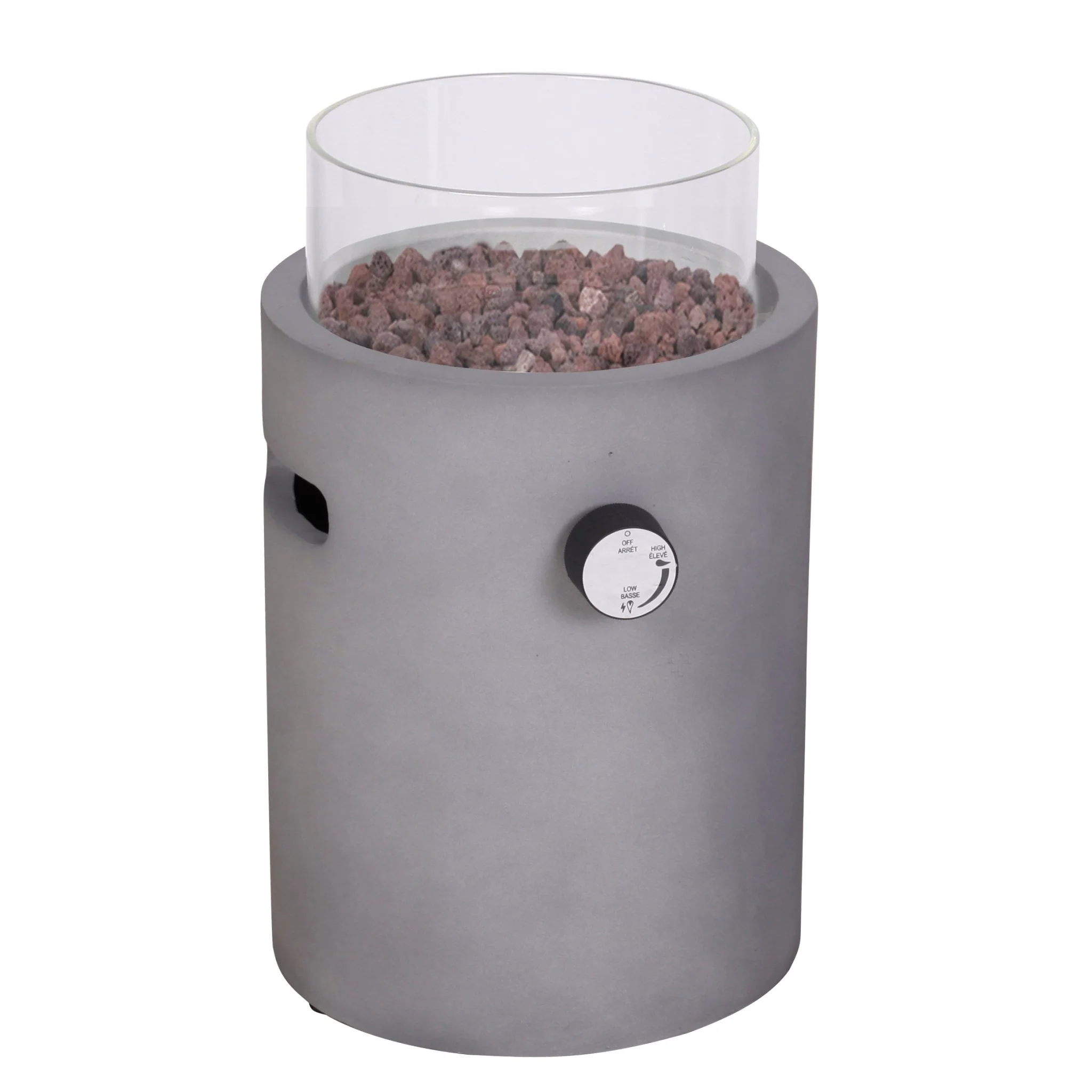 Real Concrete Cylinder Tabletop Fire Pit Lantern 13.6″ (34.5 cm) Tall - Image 4
