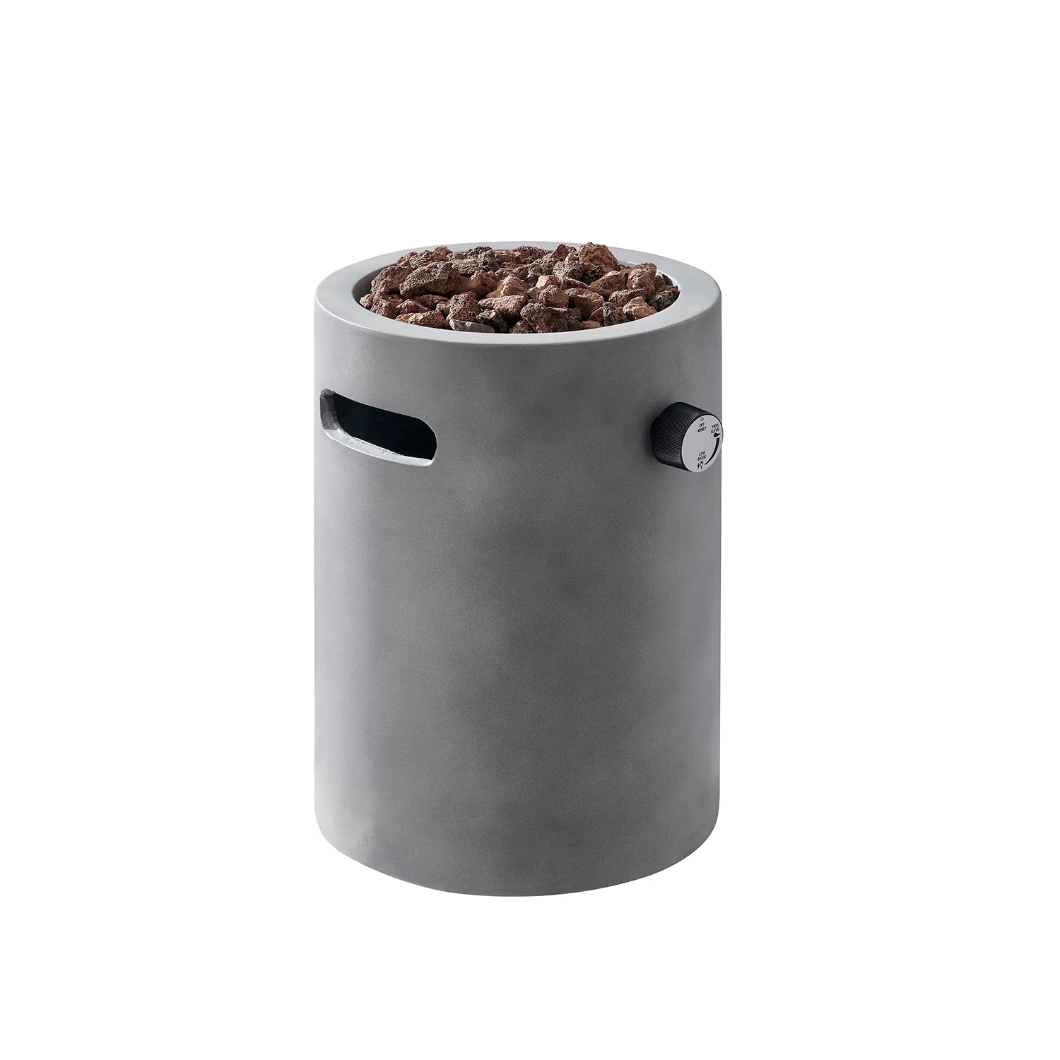 Real Concrete Cylinder Tabletop Fire Pit Lantern 13.6″ (34.5 cm) Tall - Image 5