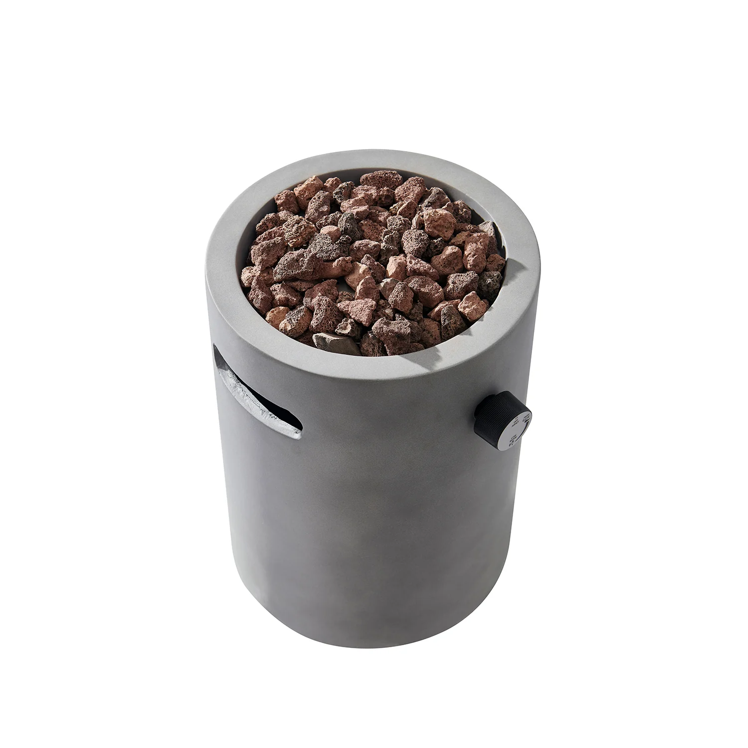 Real Concrete Cylinder Tabletop Fire Pit Lantern 13.6″ (34.5 cm) Tall - Image 6