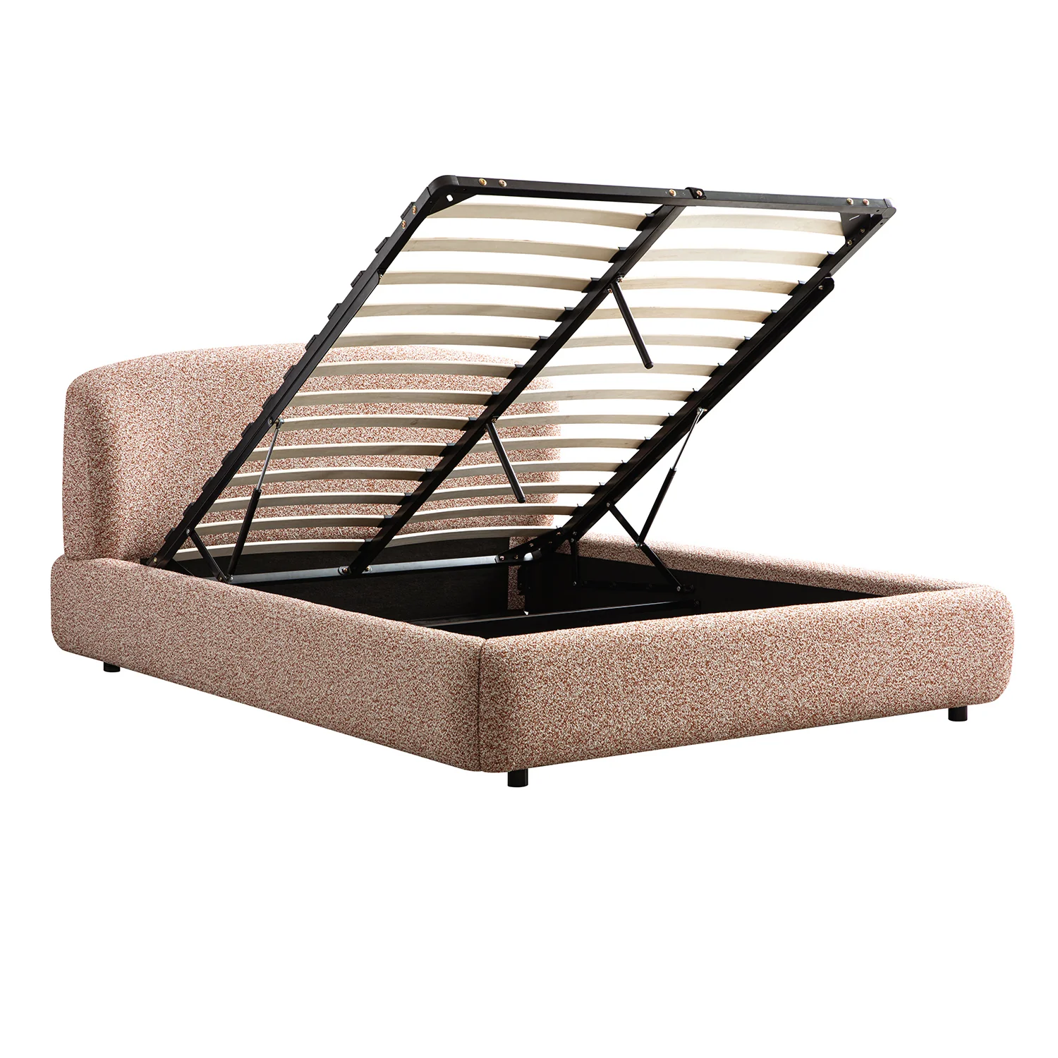 Constance Winged Headboard Ottoman Storage Bed, Musk Blush Boucle - Image 12