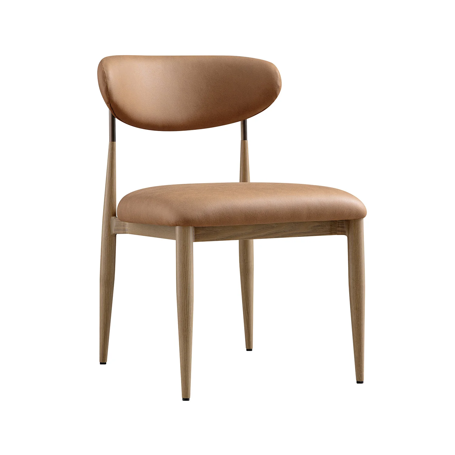 Dagmar Set of 2 Dining Chairs, Chestnut Faux Leather | Natural Frame - Image 4