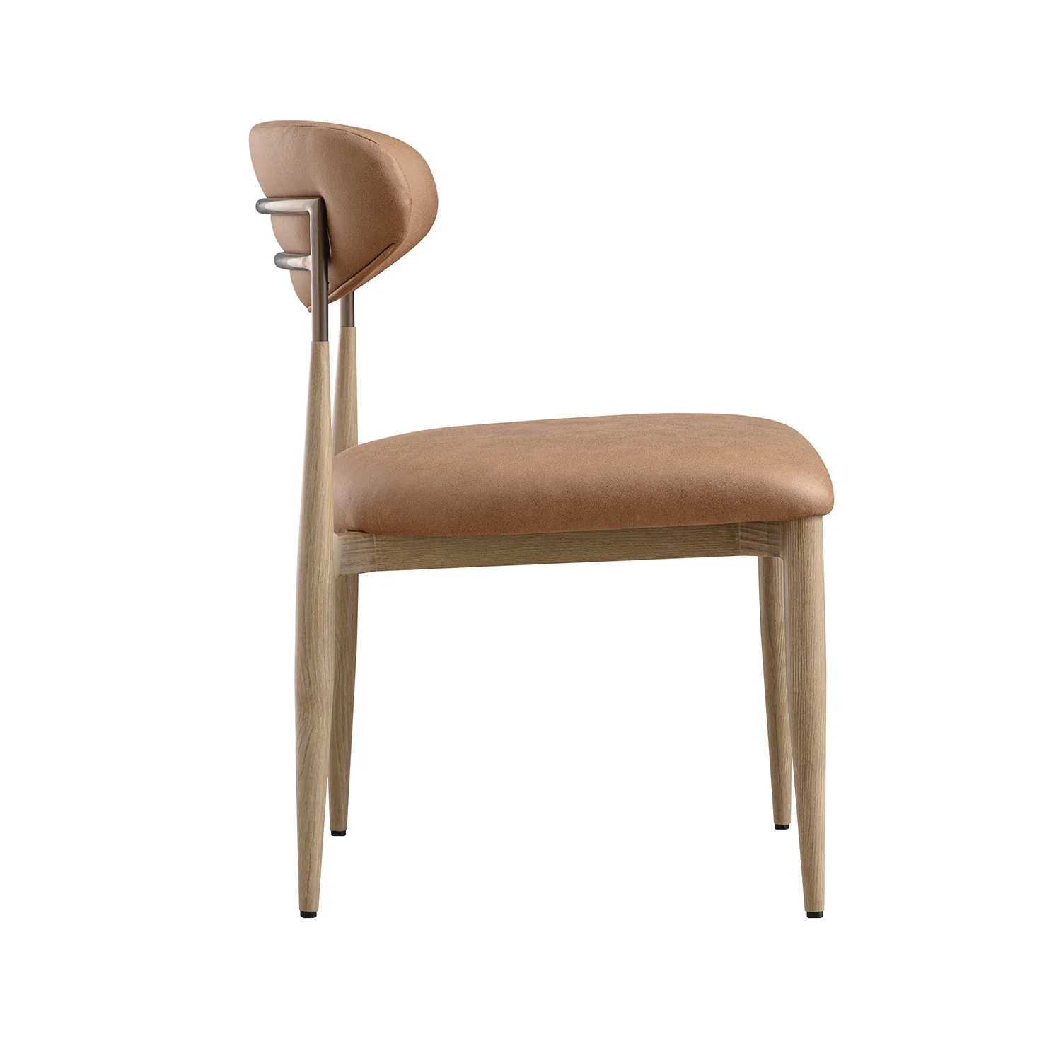 Dagmar Set of 2 Dining Chairs, Chestnut Faux Leather | Natural Frame - Image 5