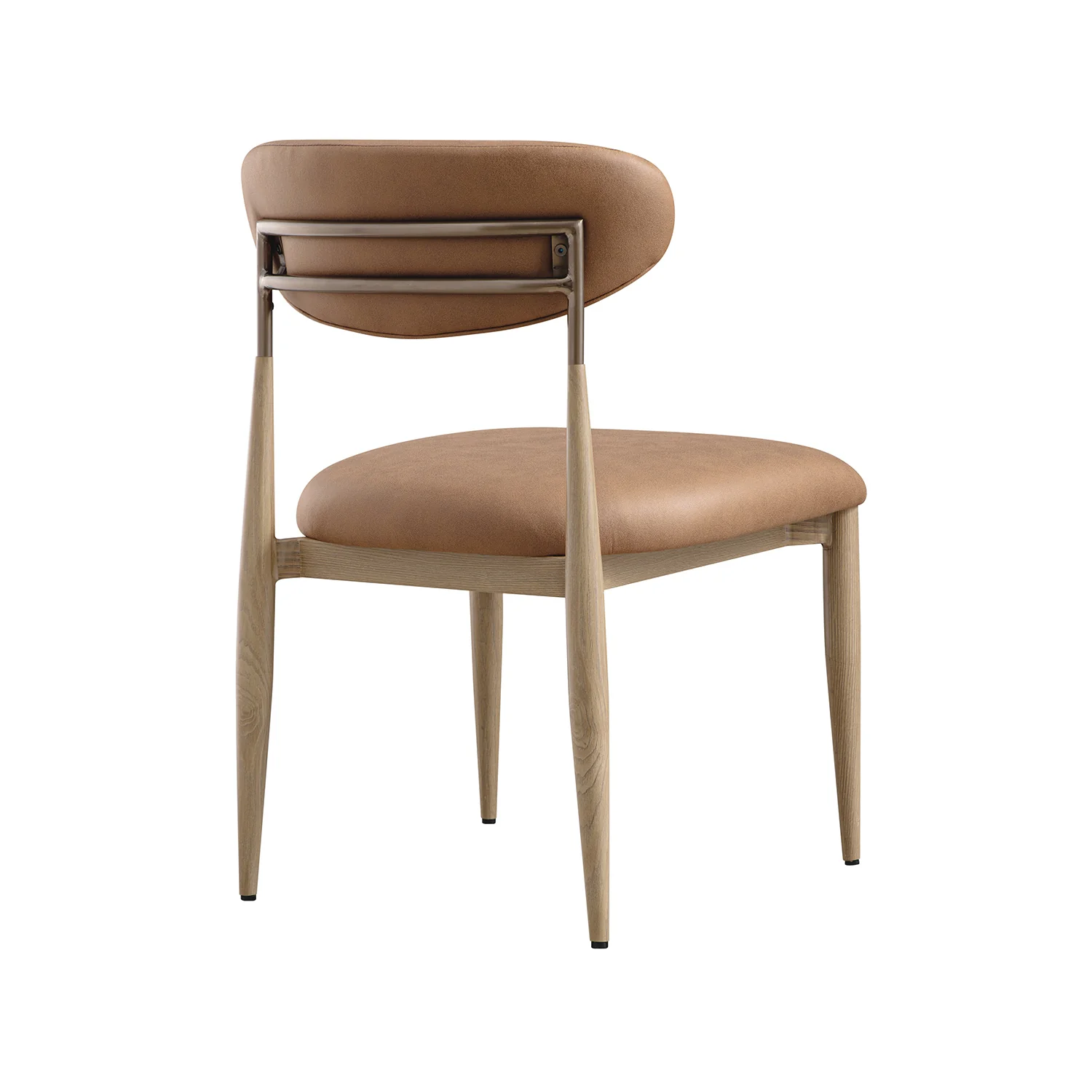 Dagmar Set of 2 Dining Chairs, Chestnut Faux Leather | Natural Frame - Image 6