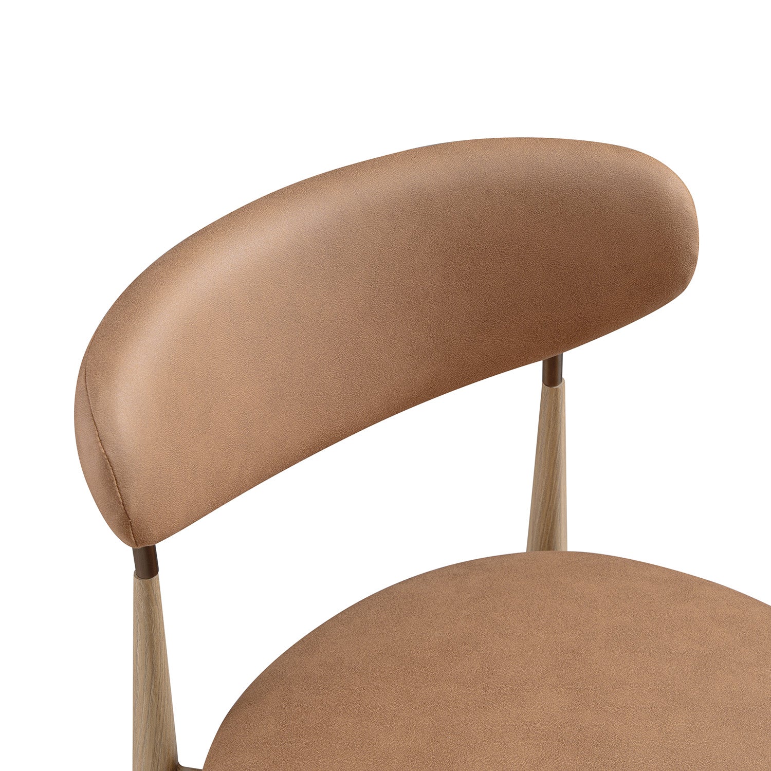 Dagmar Set of 2 Dining Chairs, Chestnut Faux Leather | Natural Frame - Image 8