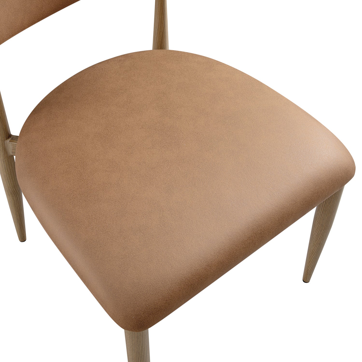 Dagmar Set of 2 Dining Chairs, Chestnut Faux Leather | Natural Frame - Image 9