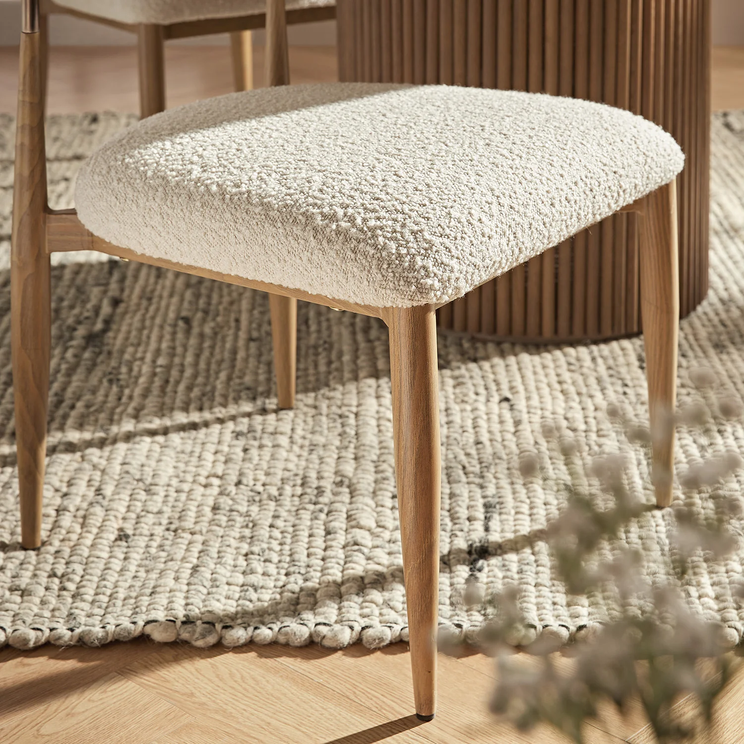 Dagmar Set of 2 Dining Chairs, Ecru Boucle | Natural Frame - Image 6