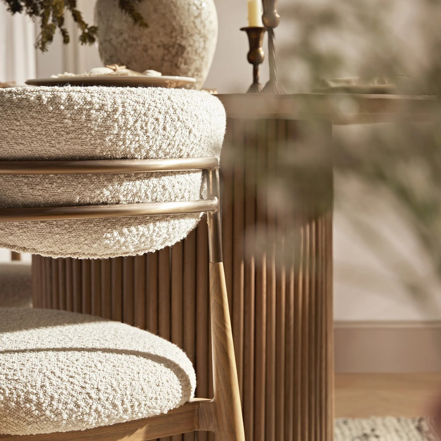 Dagmar Set of 2 Dining Chairs, Ecru Boucle | Natural Frame - Image 7