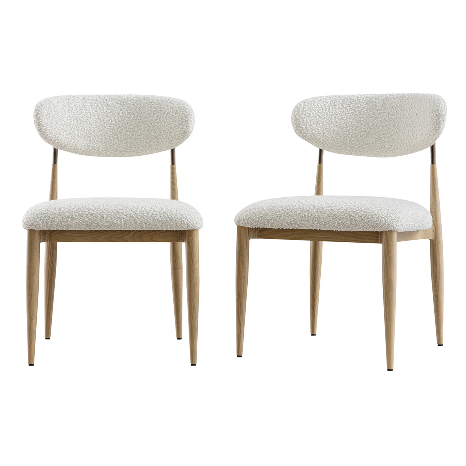 Dagmar Set of 2 Dining Chairs, Ecru Boucle | Natural Frame - Image 8