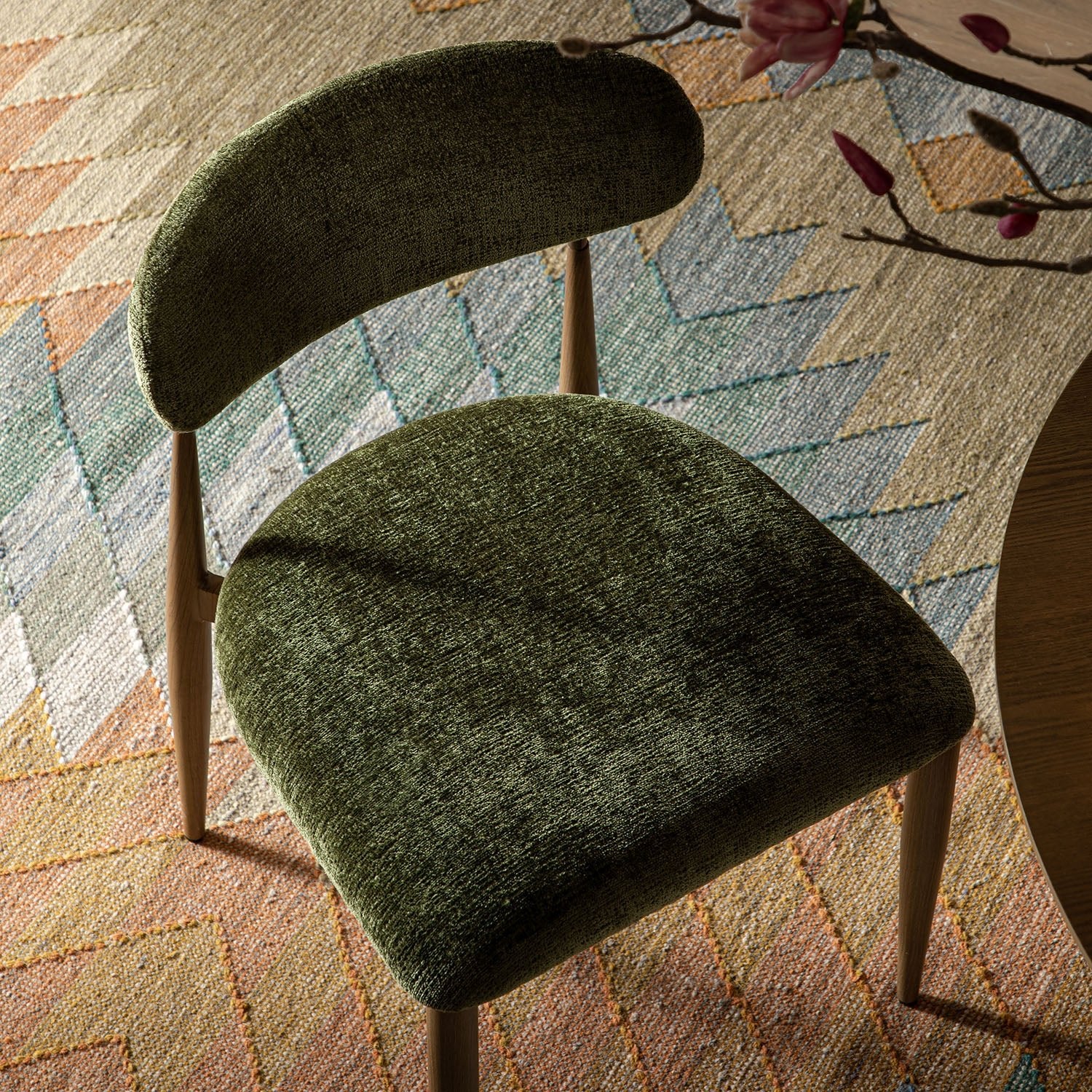 Dagmar Set of 2 Dining Chairs, Moss Chenille | Silver Oak Frame - Image 4