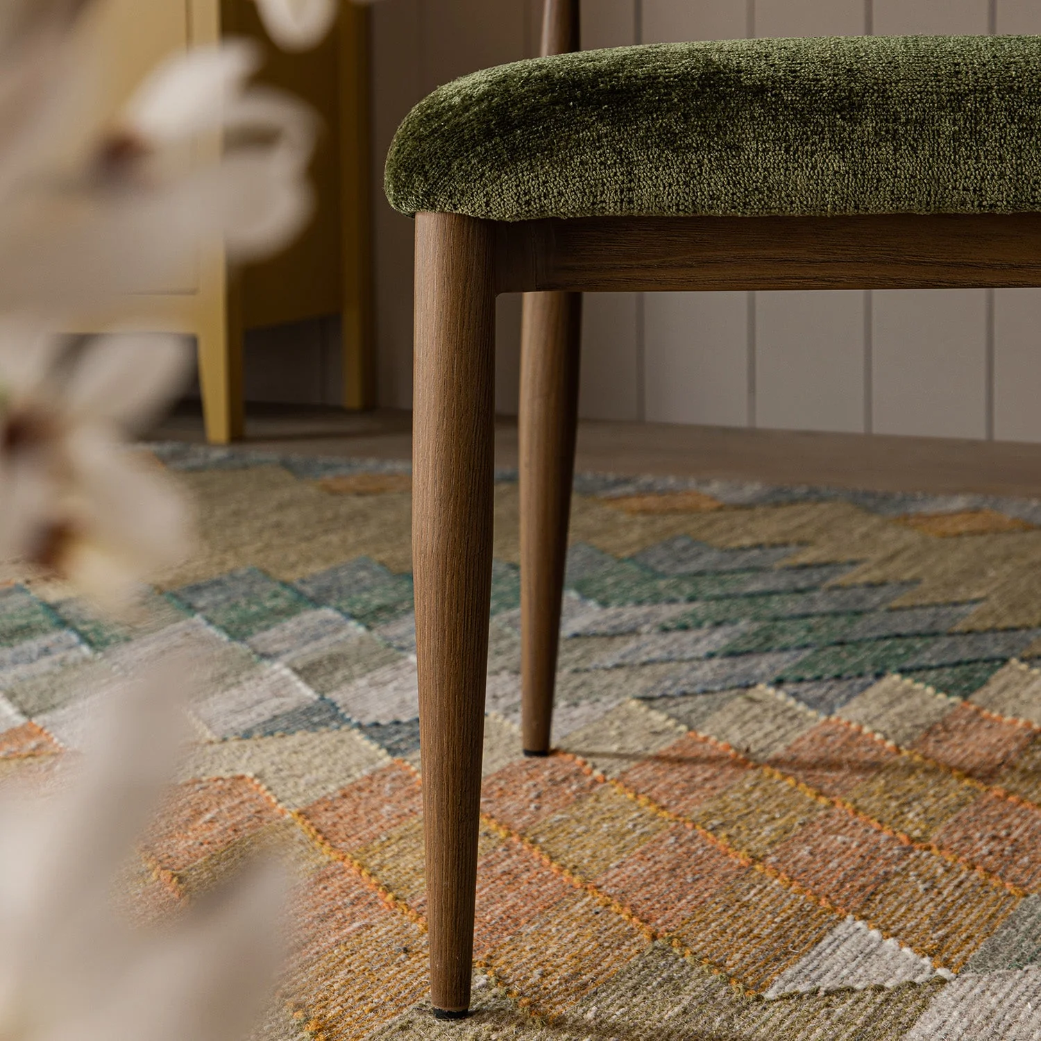 Dagmar Set of 2 Dining Chairs, Moss Chenille | Silver Oak Frame - Image 7