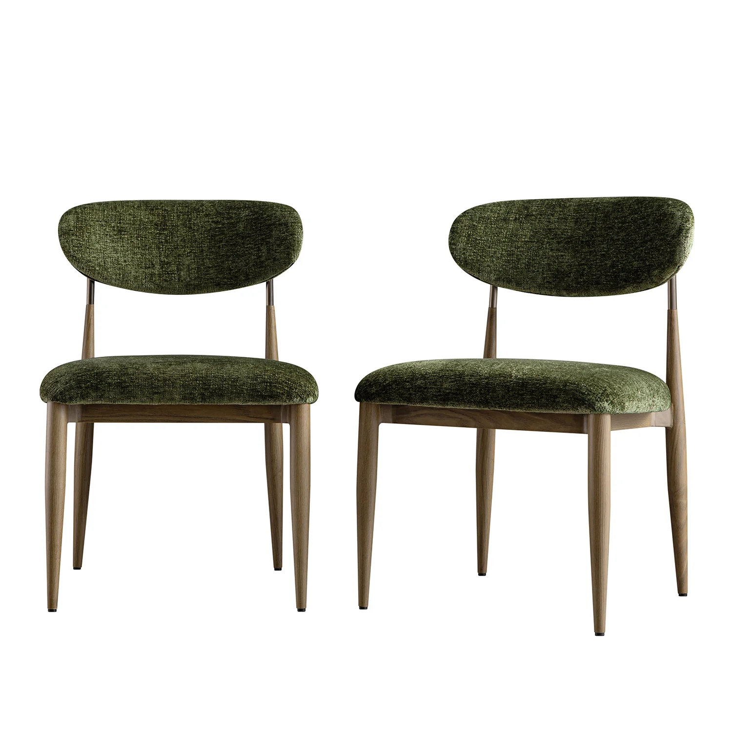 Dagmar Set of 2 Dining Chairs, Moss Chenille | Silver Oak Frame - Image 8
