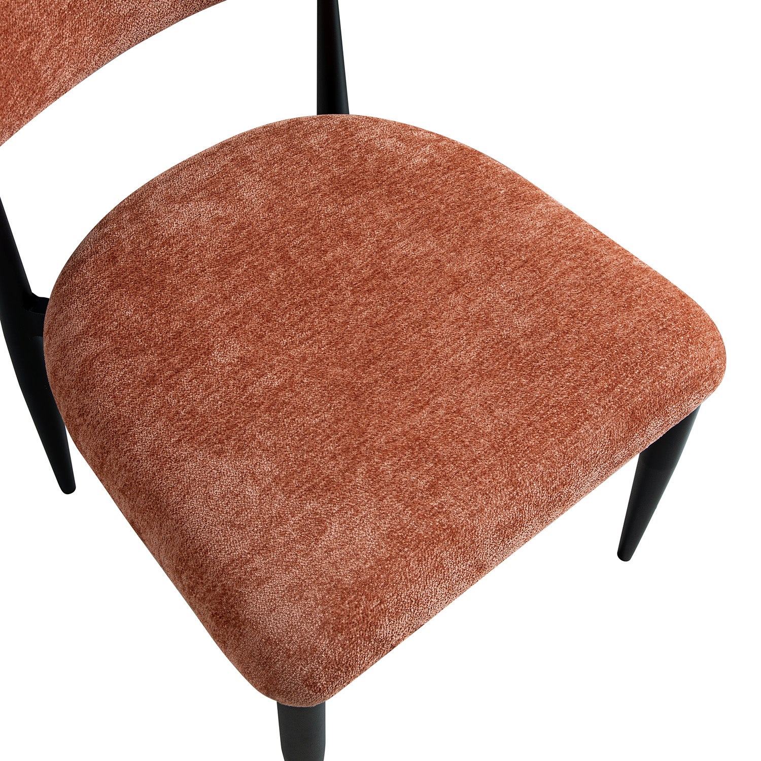 Dagmar Set of 2 Dining Chairs, Rust Chenille | Black Frame - Image 10